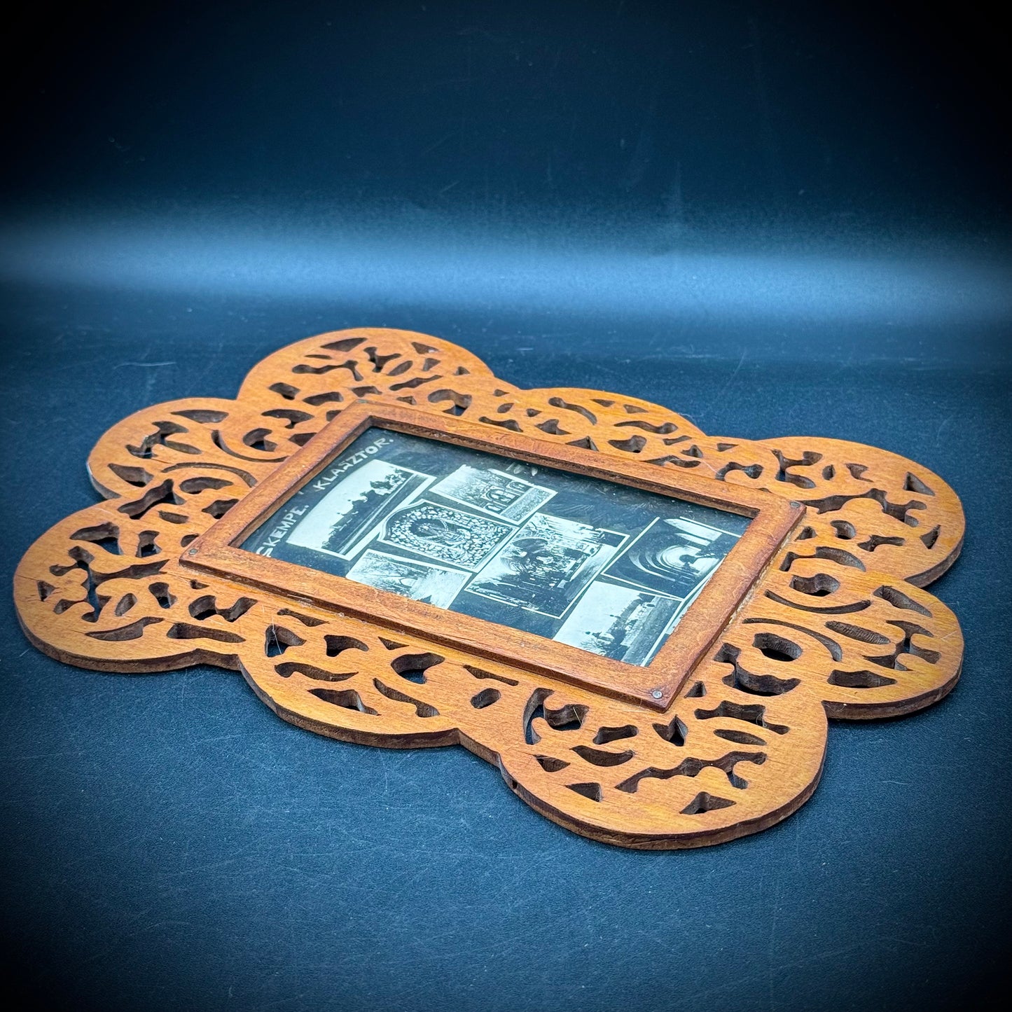 Antique Wood Frame with Antique Postcard