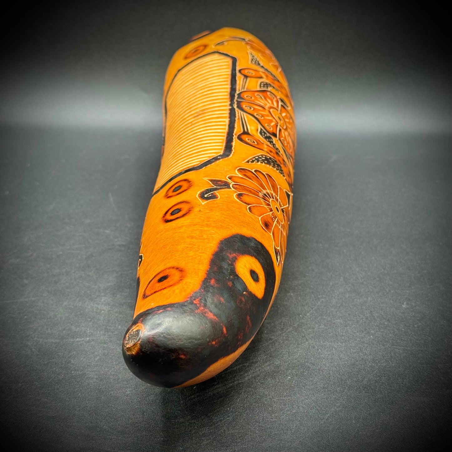 Peruvian Native Hand Carved Gourd Shaker & Scratch Instrument