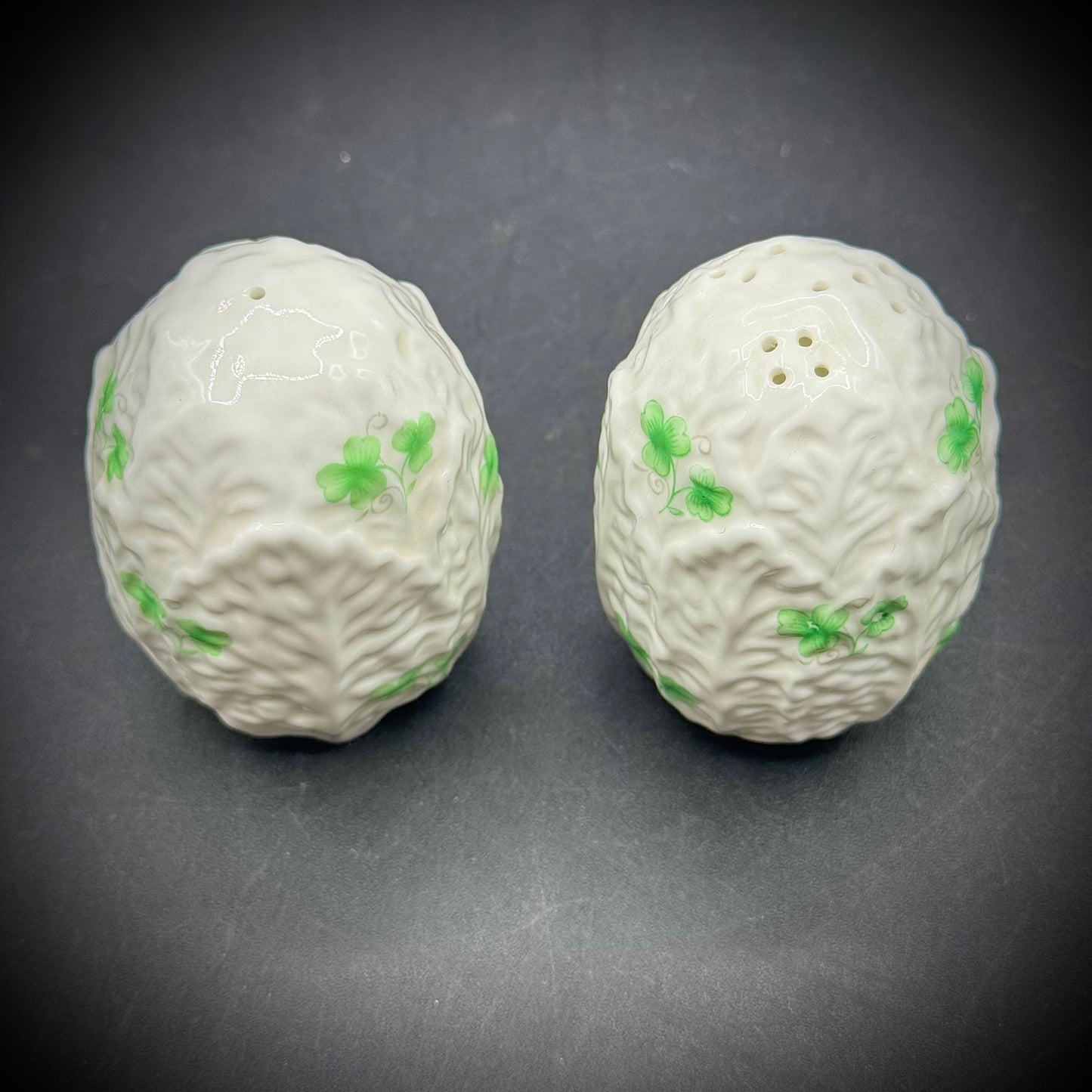 Coalport England Fine Bone China Shamrock Motif S&P Set