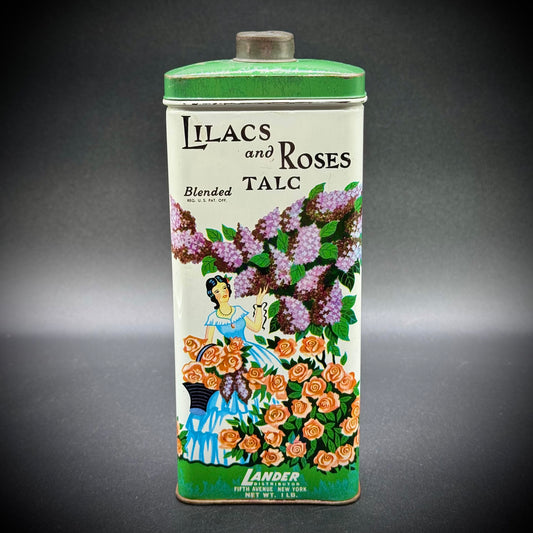 Vintage Lander "Lilacs & Roses” Talc Tin Fifth Ave. New York