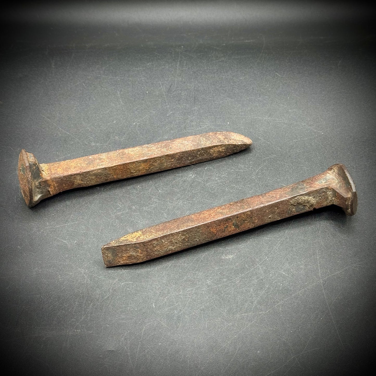 Pair of Antique Cast Iron Railroad Spikes
