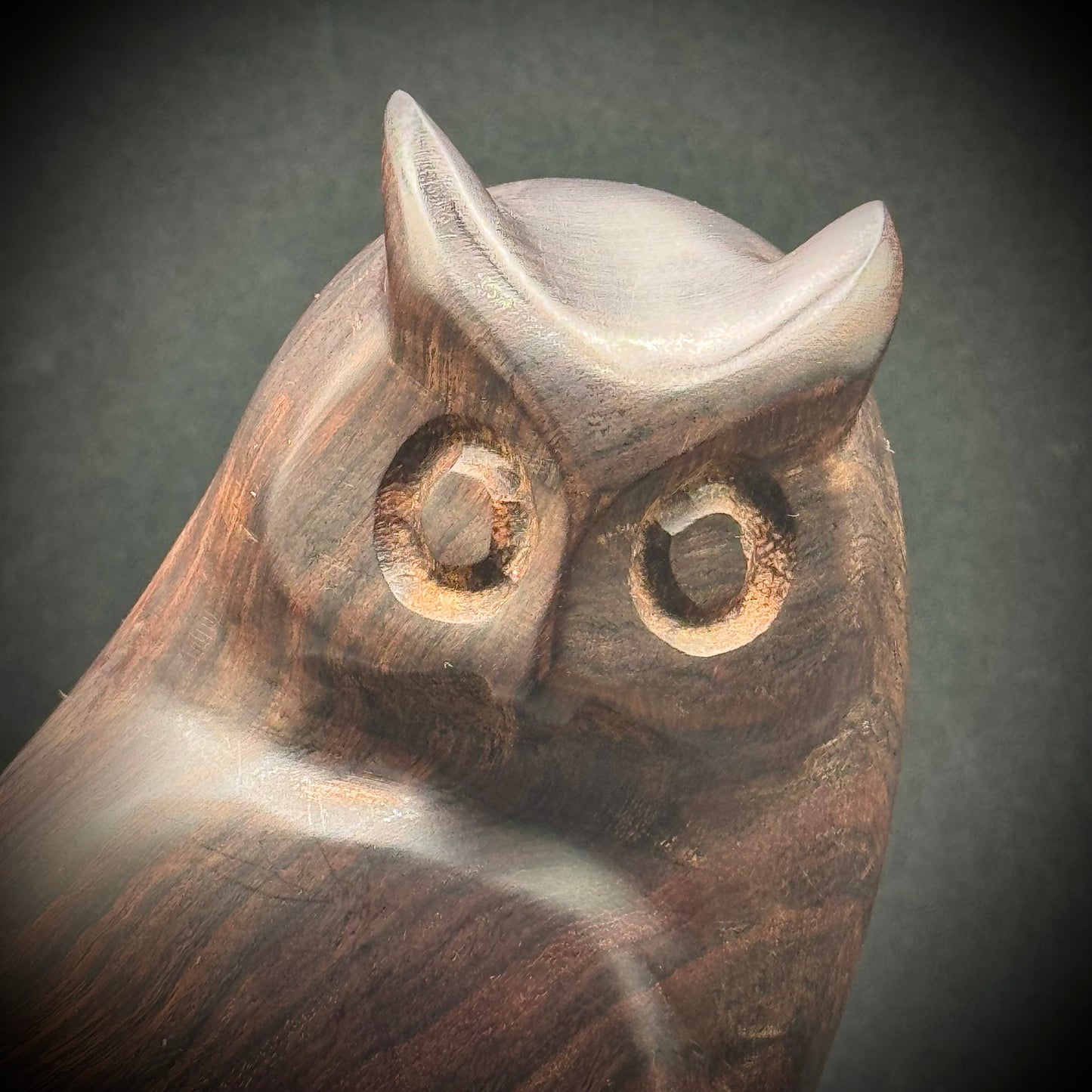 Heavy Carved & Polished Ironwood Owl Statue