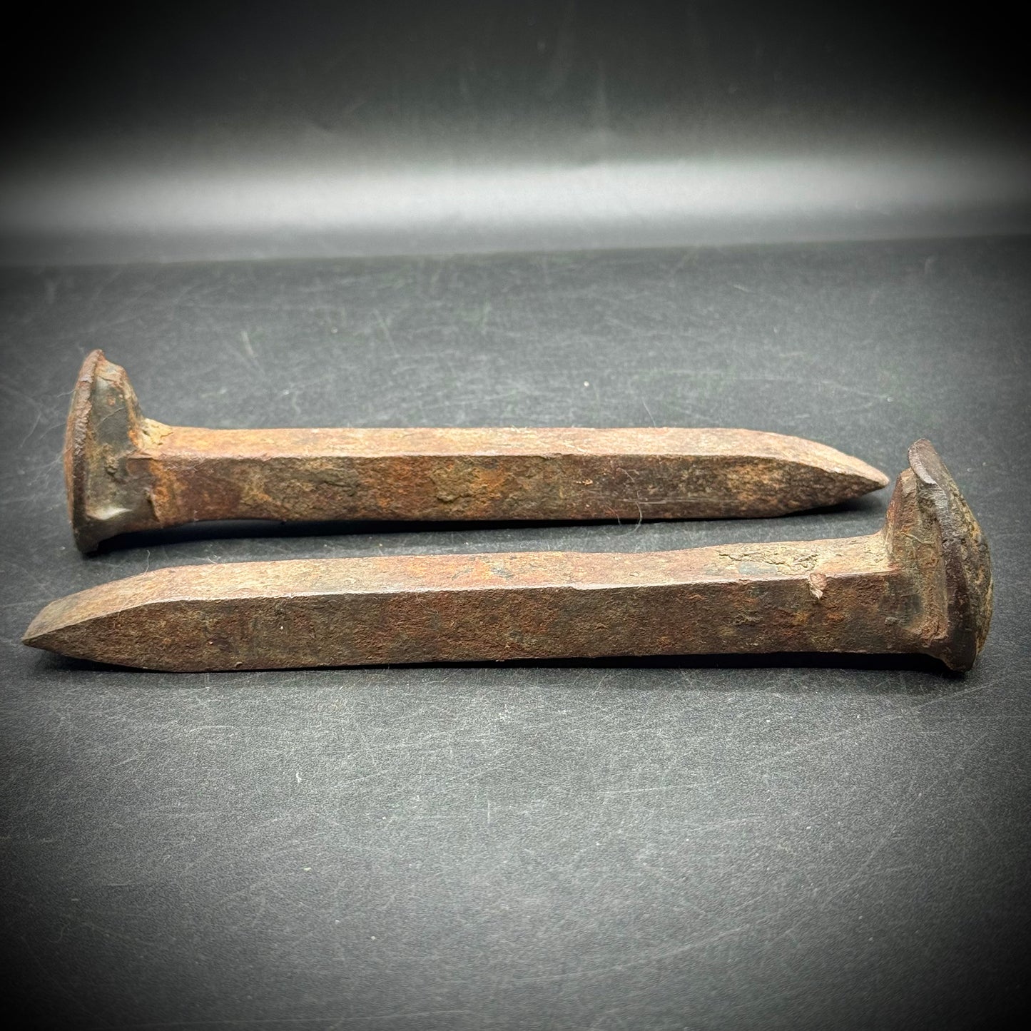 Pair of Antique Cast Iron Railroad Spikes