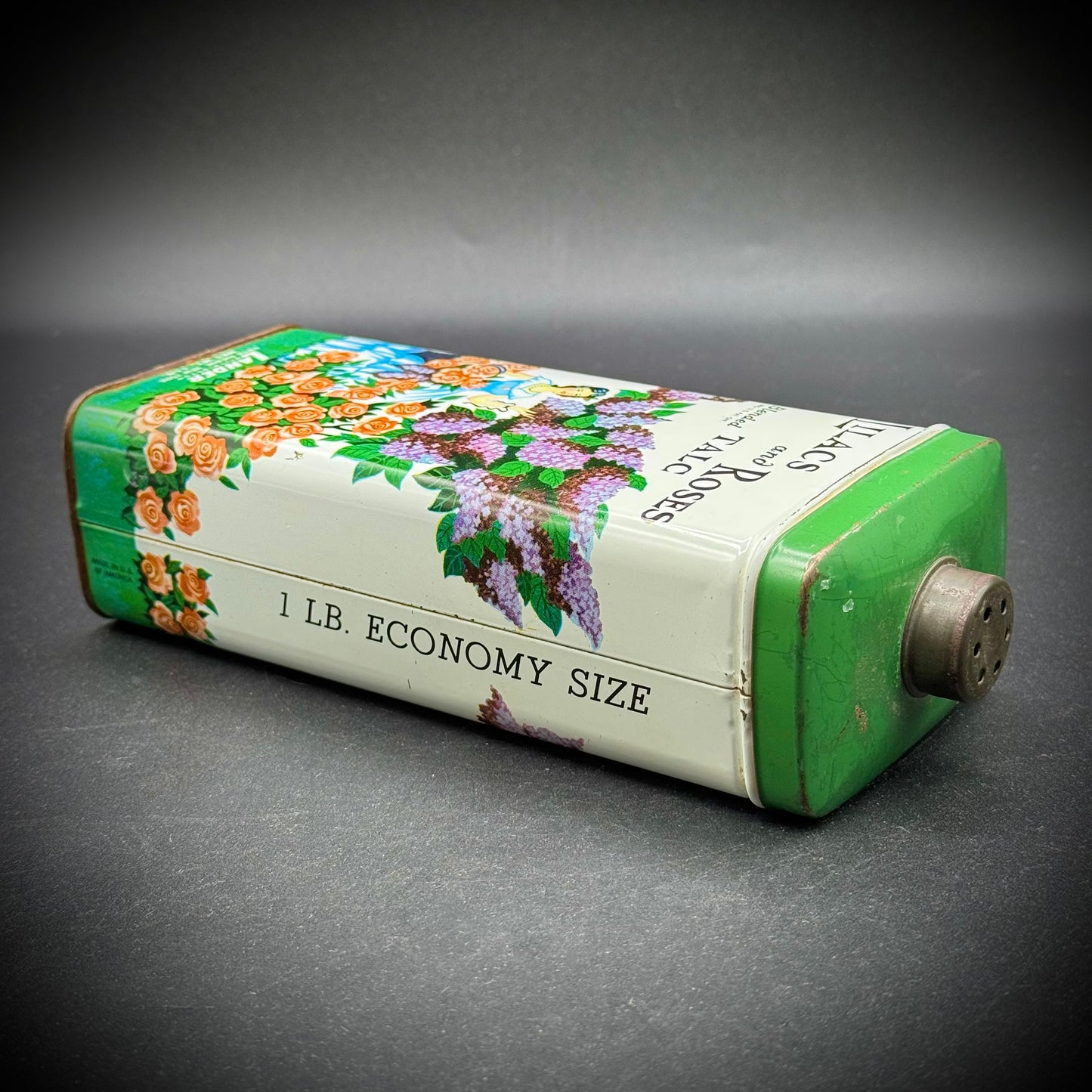 Vintage Lander "Lilacs & Roses” Talc Tin Fifth Ave. New York