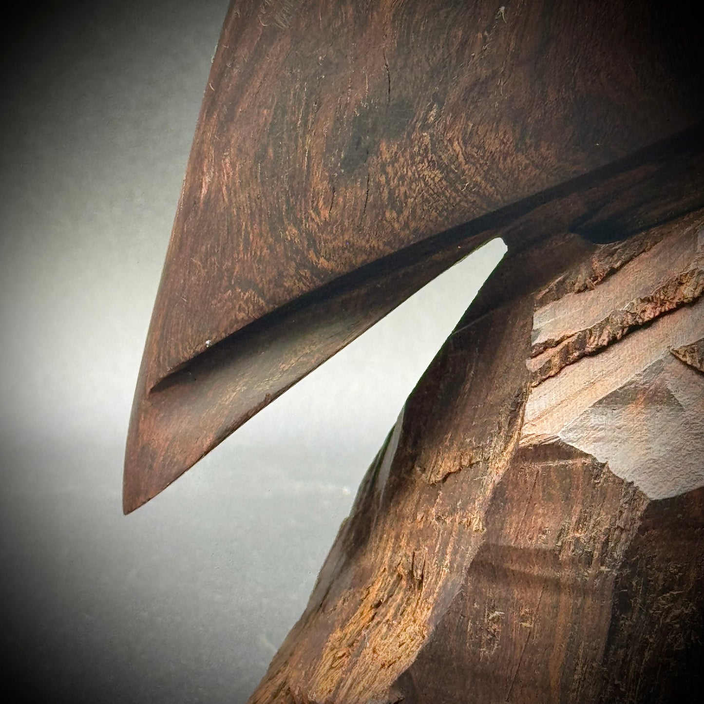 Heavy Carved & Polished Ironwood Owl Statue