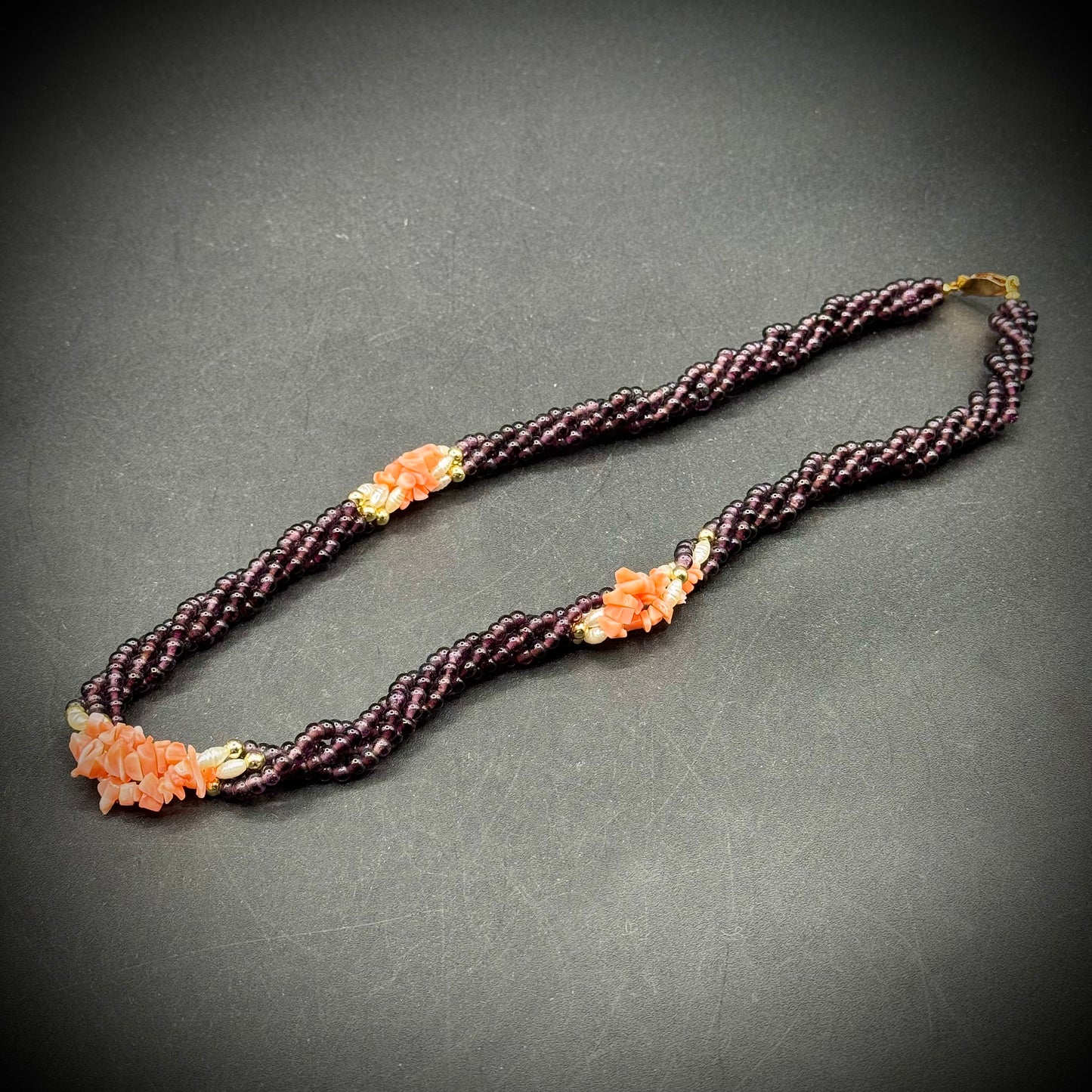 Coral & Pearl Twist Necklace