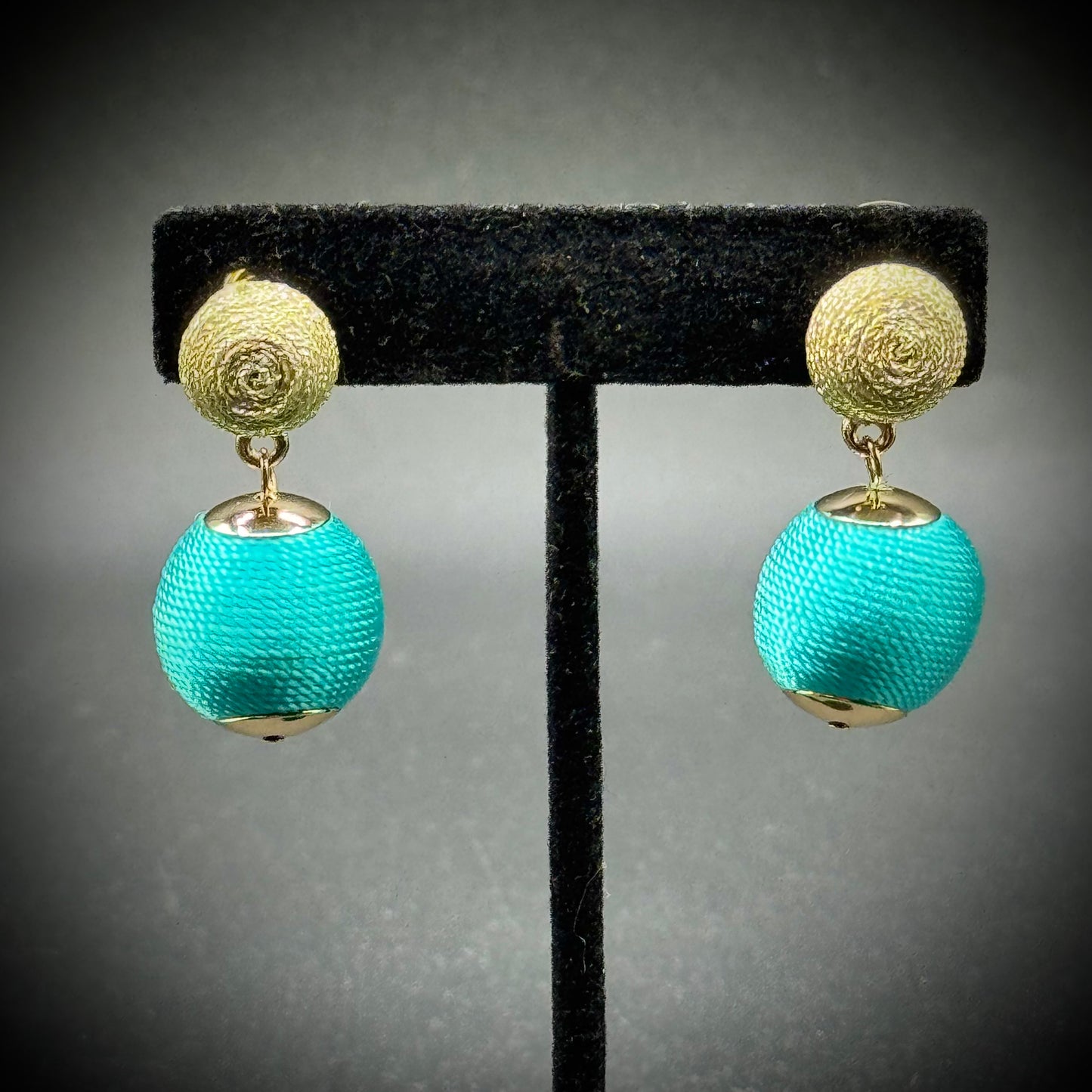 Silver & Blue Ball Earrings for Pierced Ears