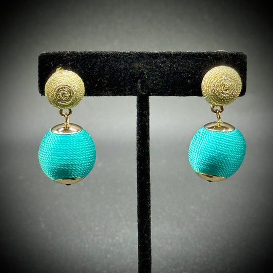 Silver & Blue Ball Earrings for Pierced Ears