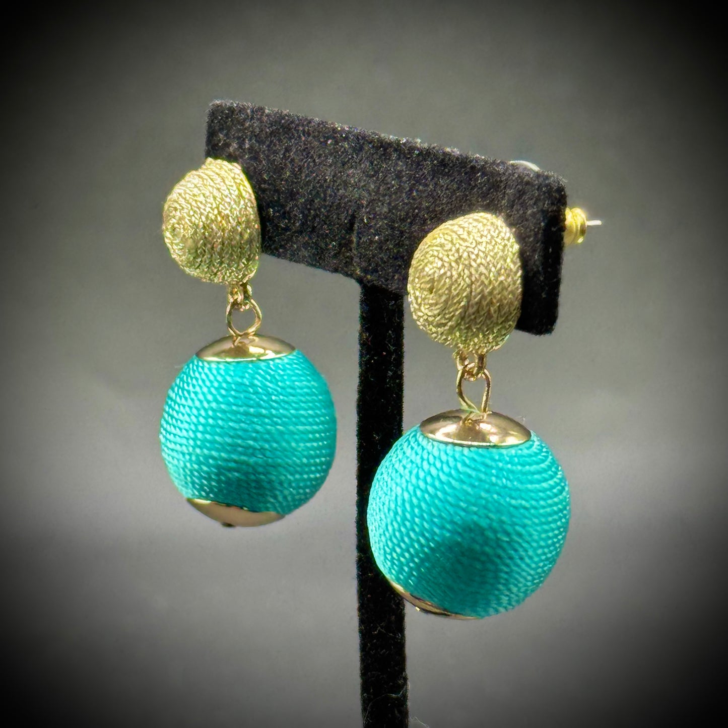 Silver & Blue Ball Earrings for Pierced Ears
