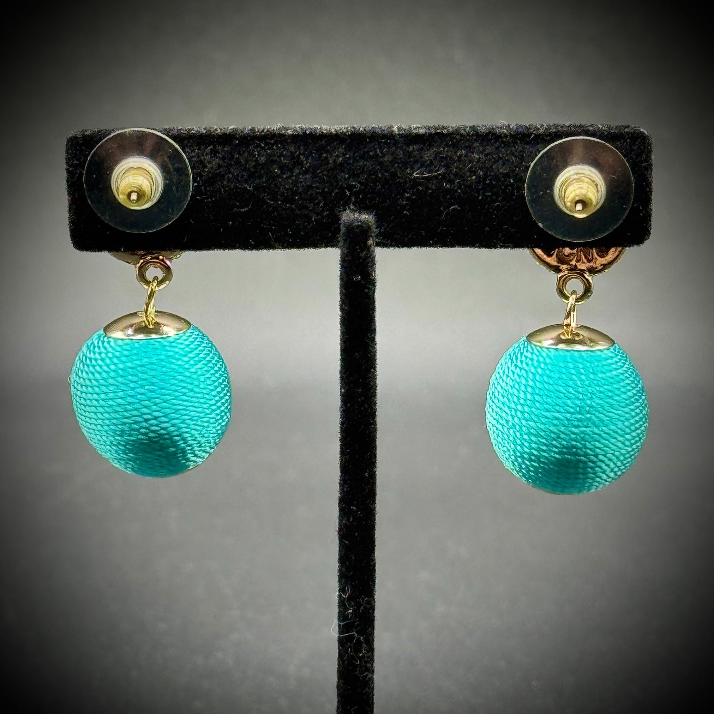 Silver & Blue Ball Earrings for Pierced Ears