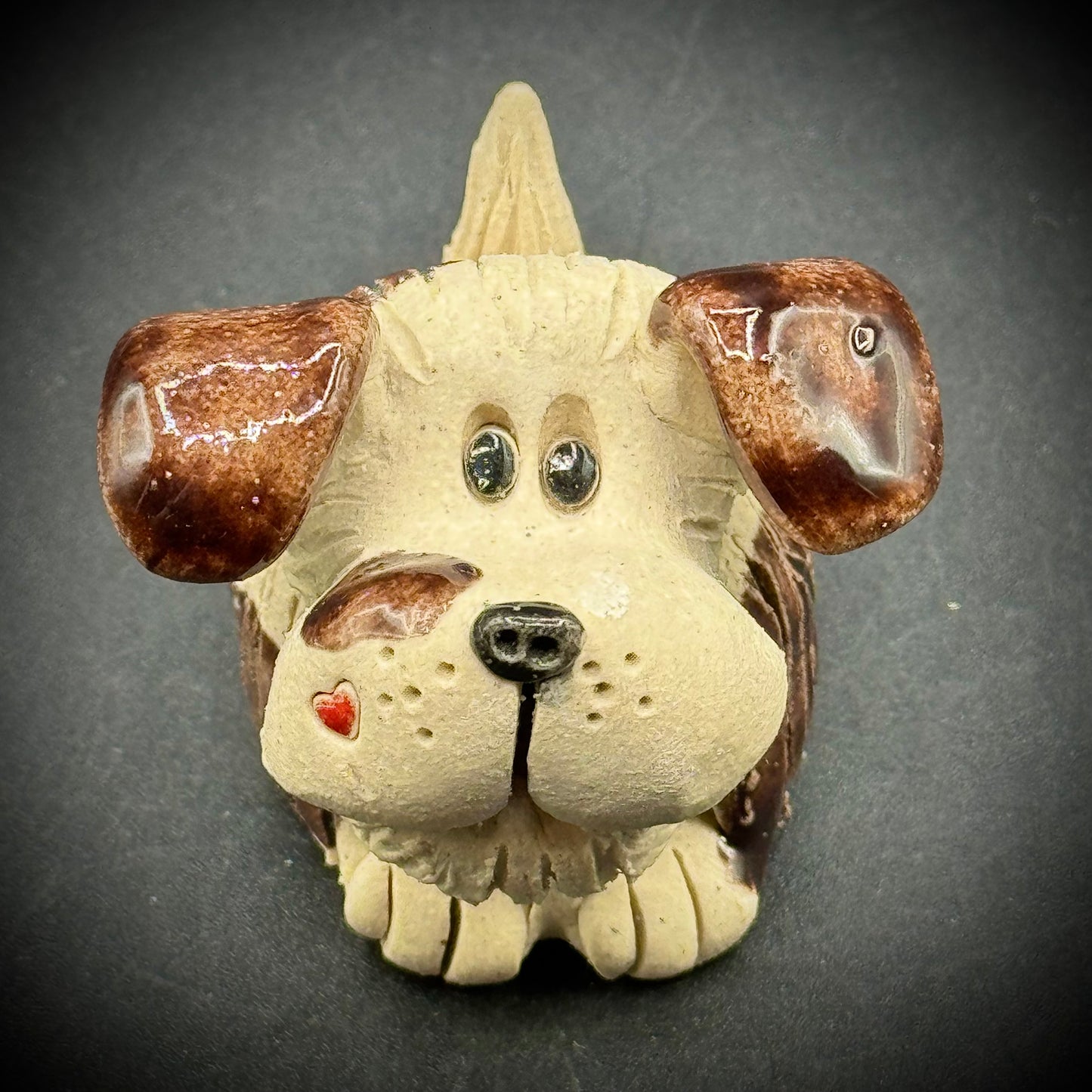 Artist "Pence" Signed Whimsical Small Ceramic Dog Figurine