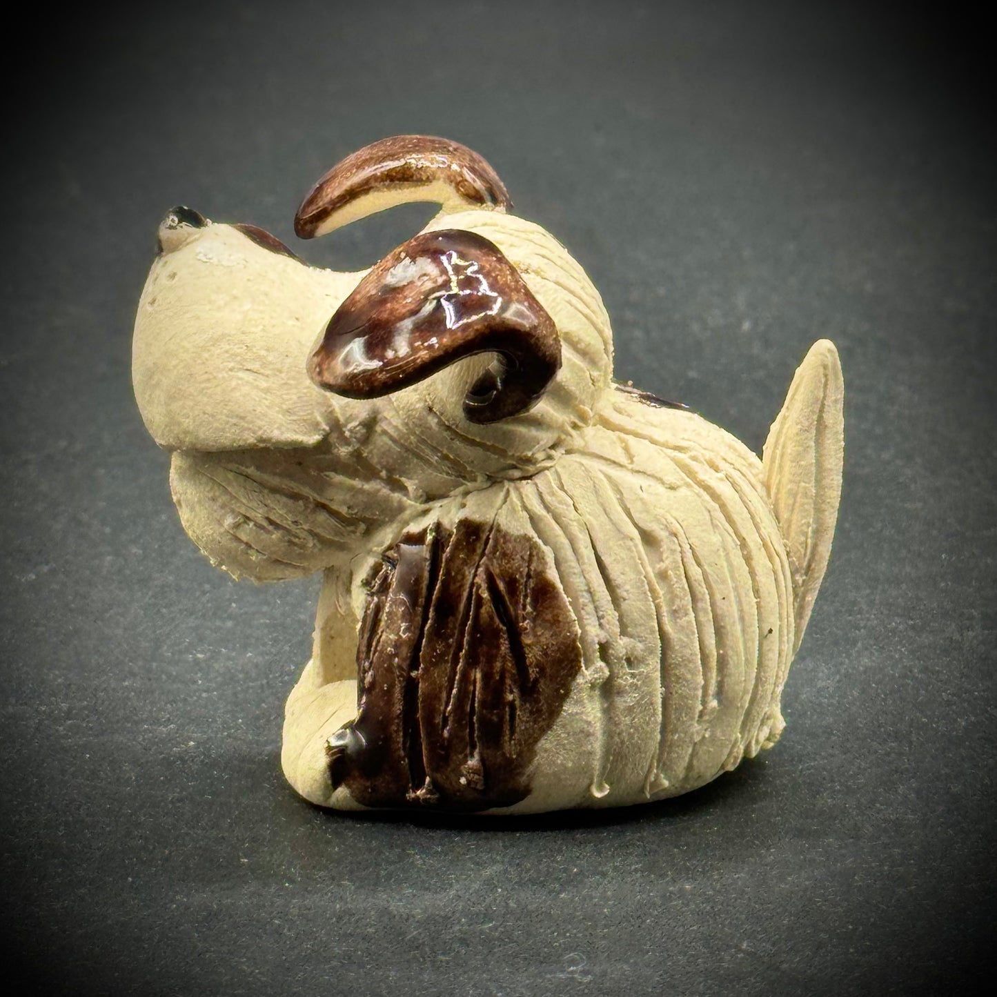 Artist "Pence" Signed Whimsical Small Ceramic Dog Figurine
