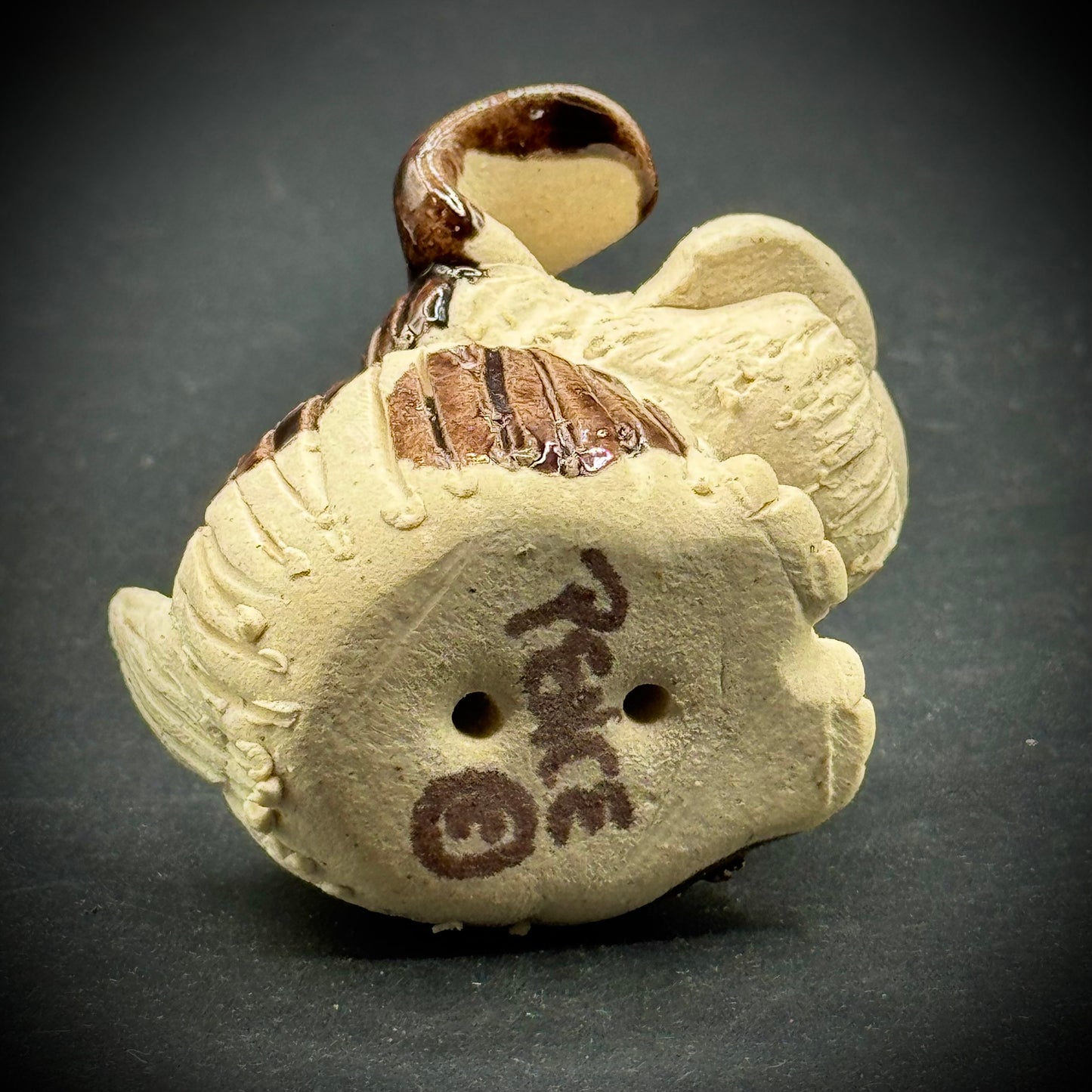 Artist "Pence" Signed Whimsical Small Ceramic Dog Figurine
