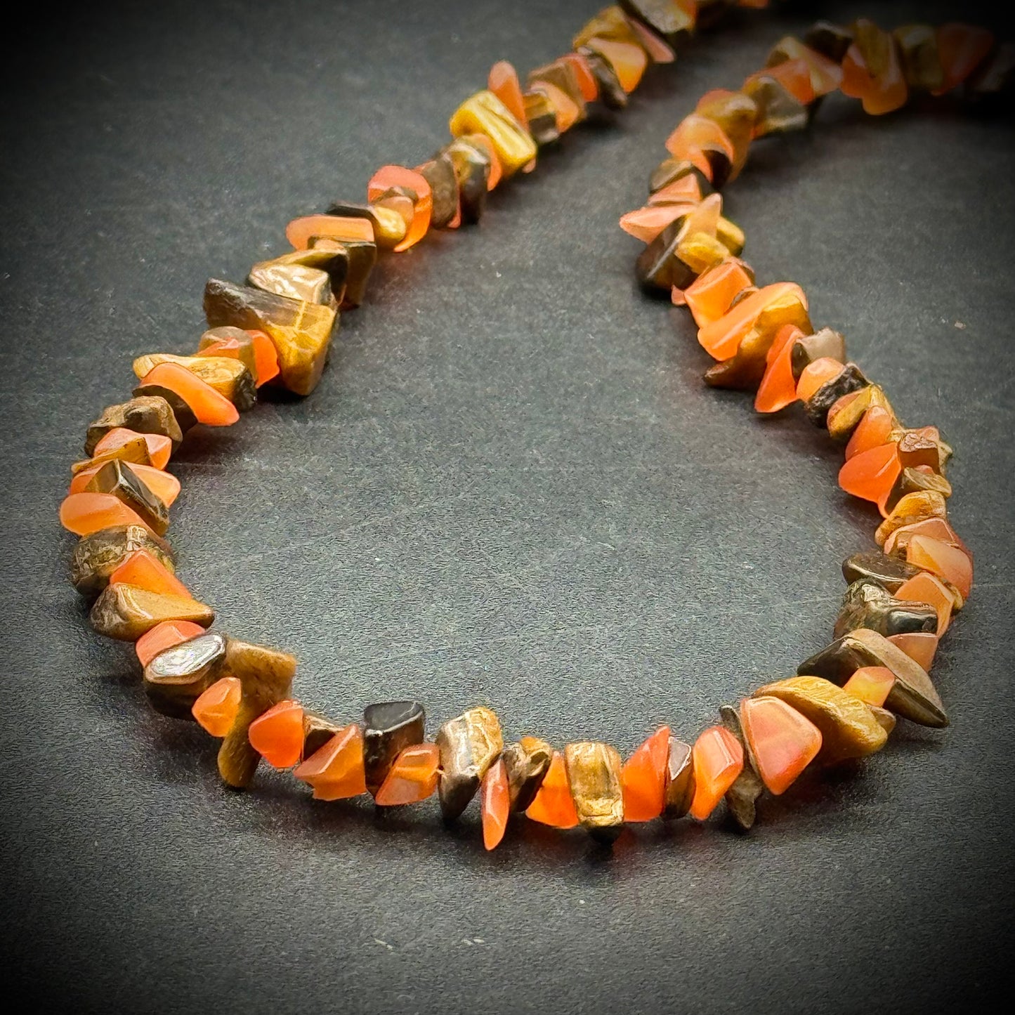 Tiger's Eye & Carnelian Necklace with Long Extension
