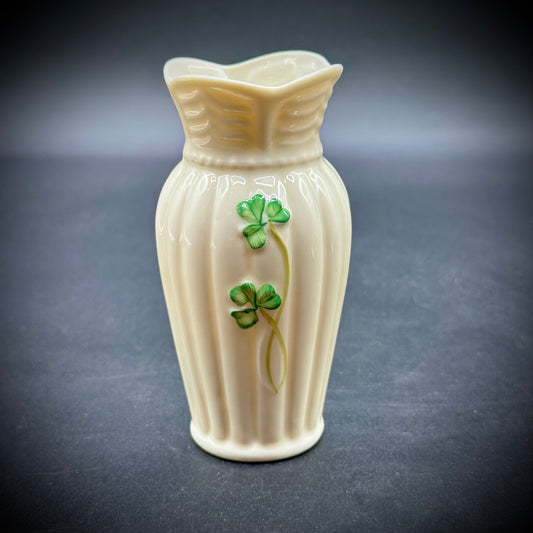Small Belleek Ireland Shamrock Vase with Paperwork