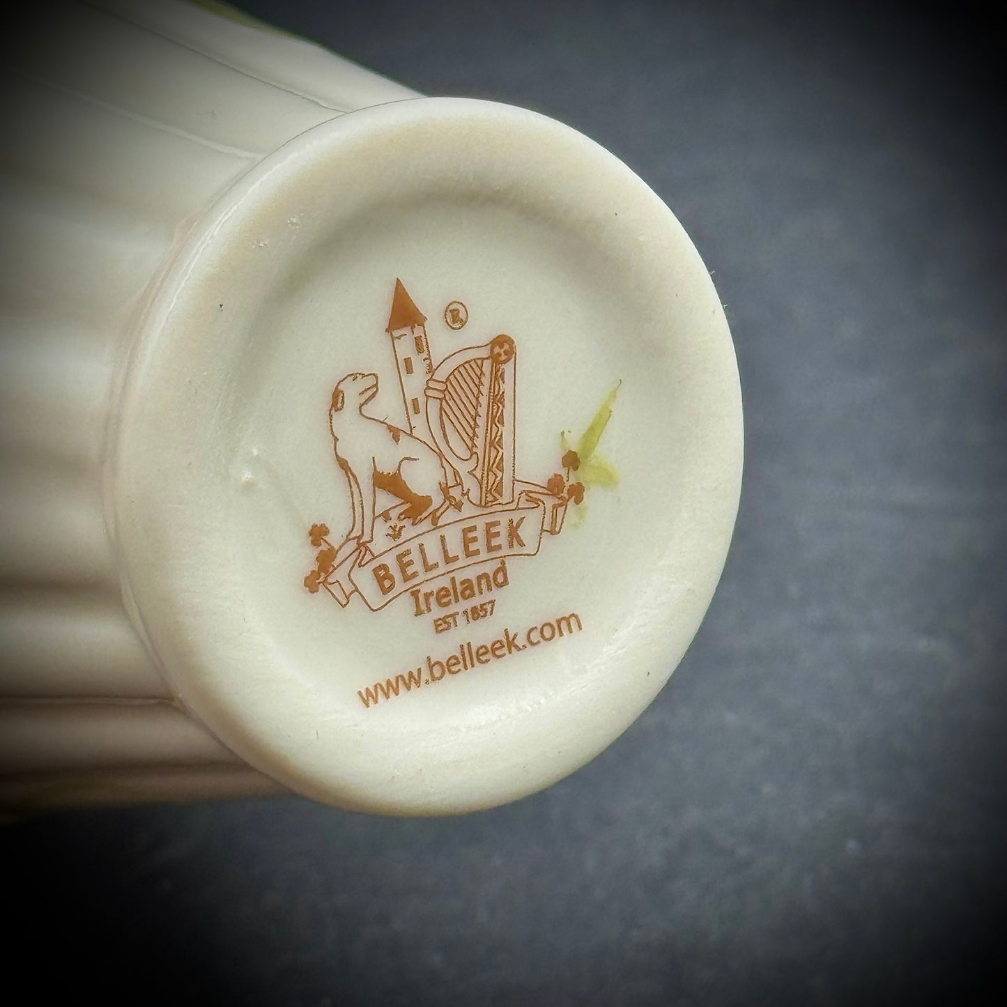 Small Belleek Ireland Shamrock Vase with Paperwork