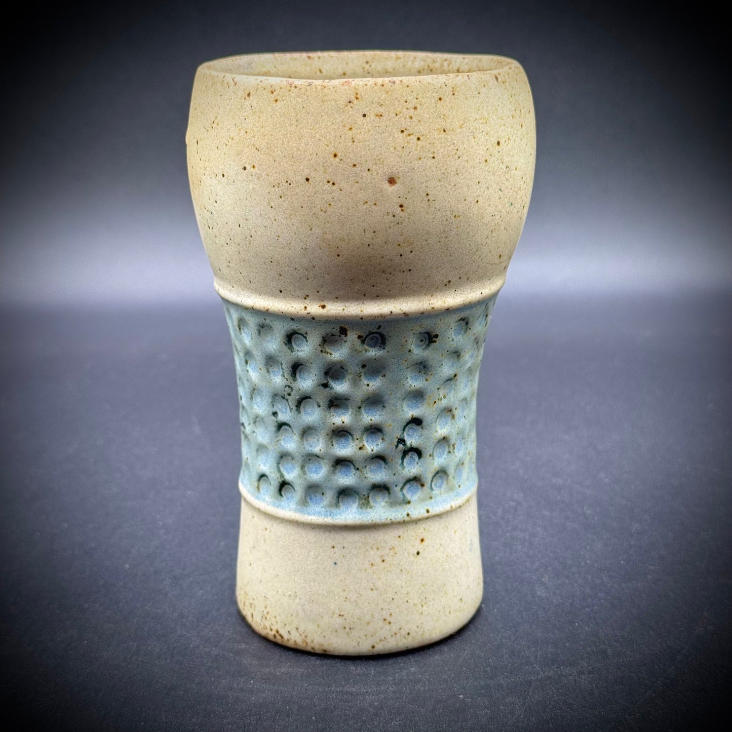 Vintage Uctci Pottery MCM Speckled Stoneware Face Vase Japan