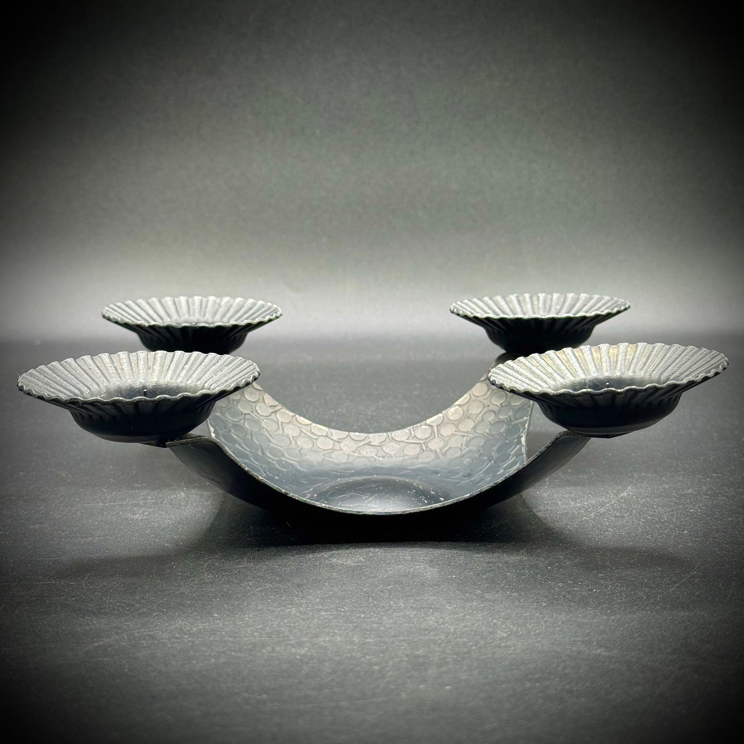 Vintage Black Iron Brutalist Candle Holder Made in West Germany