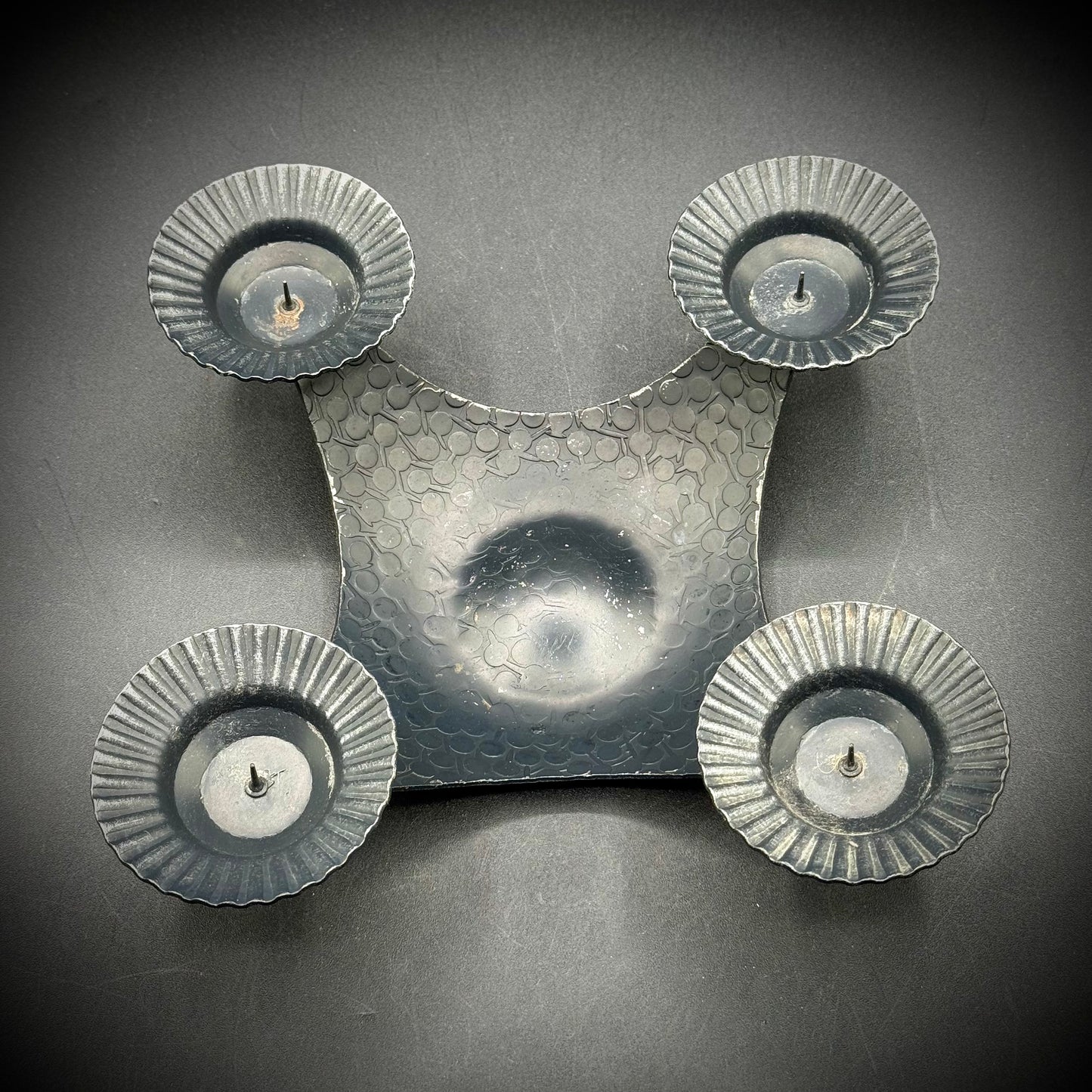 Vintage Black Iron Brutalist Candle Holder Made in West Germany