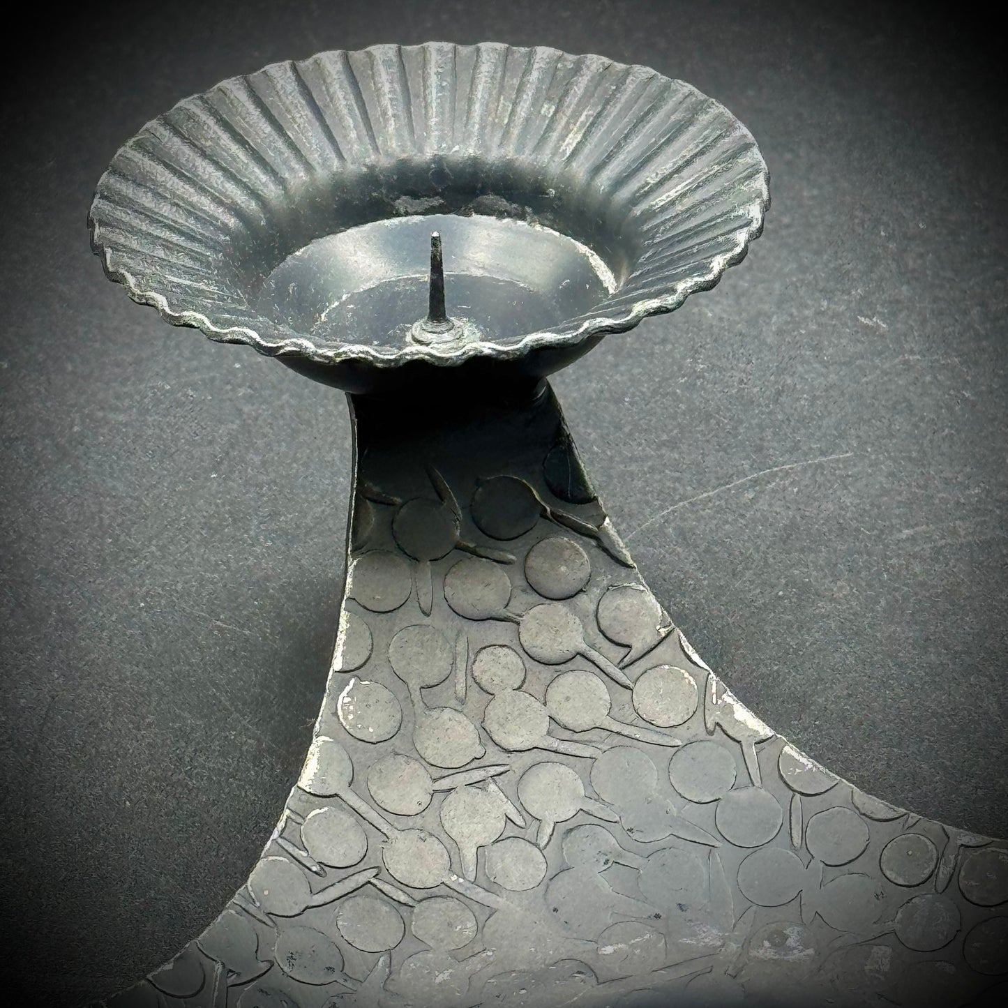 Vintage Black Iron Brutalist Candle Holder Made in West Germany