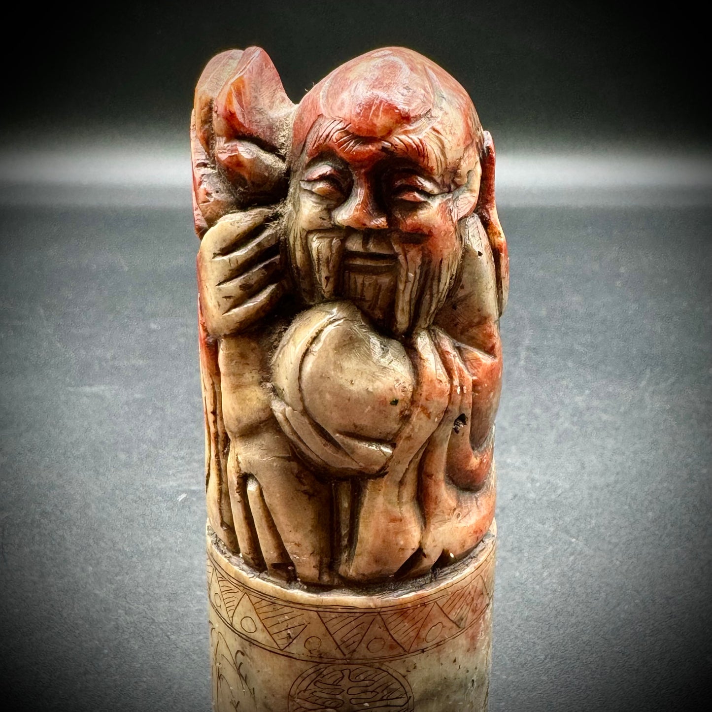 Carved Chinese Soapstone Figural Buddha Stamp