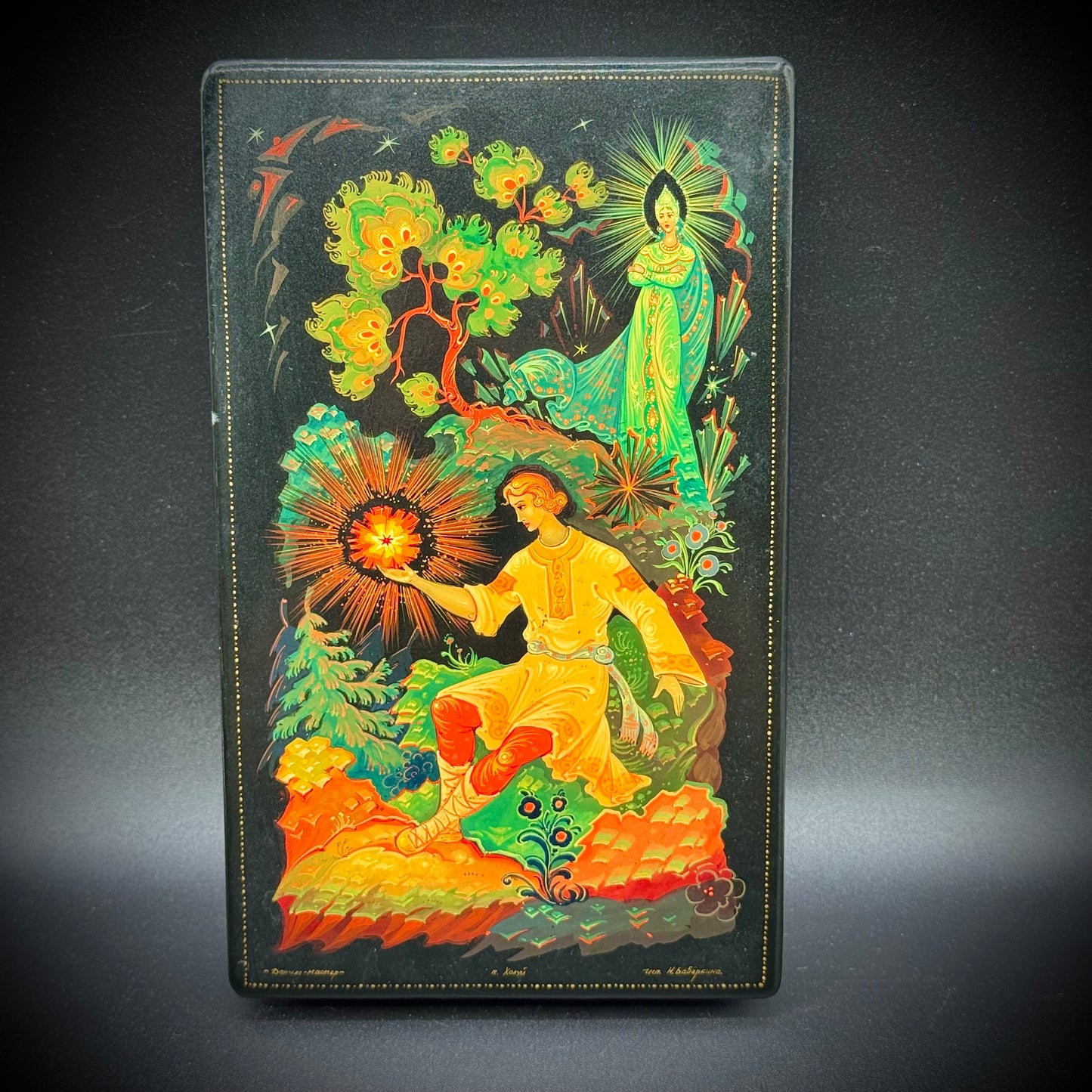 RARE Antique Russian Hand Painted Lacquer Box