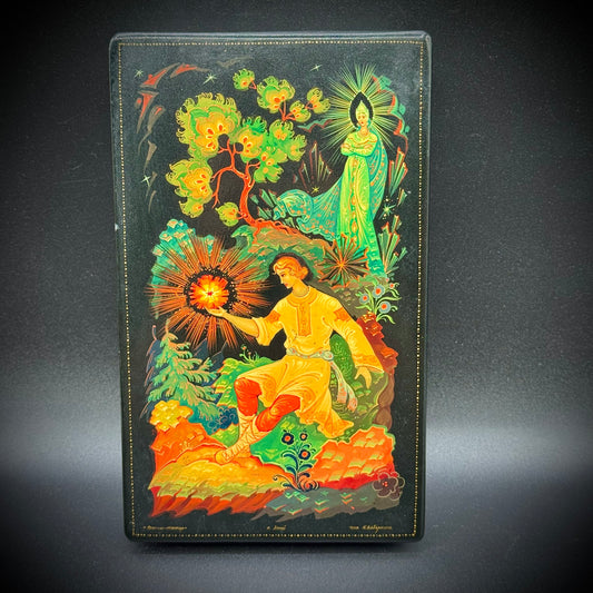 RARE Antique Russian Hand Painted Lacquer Box