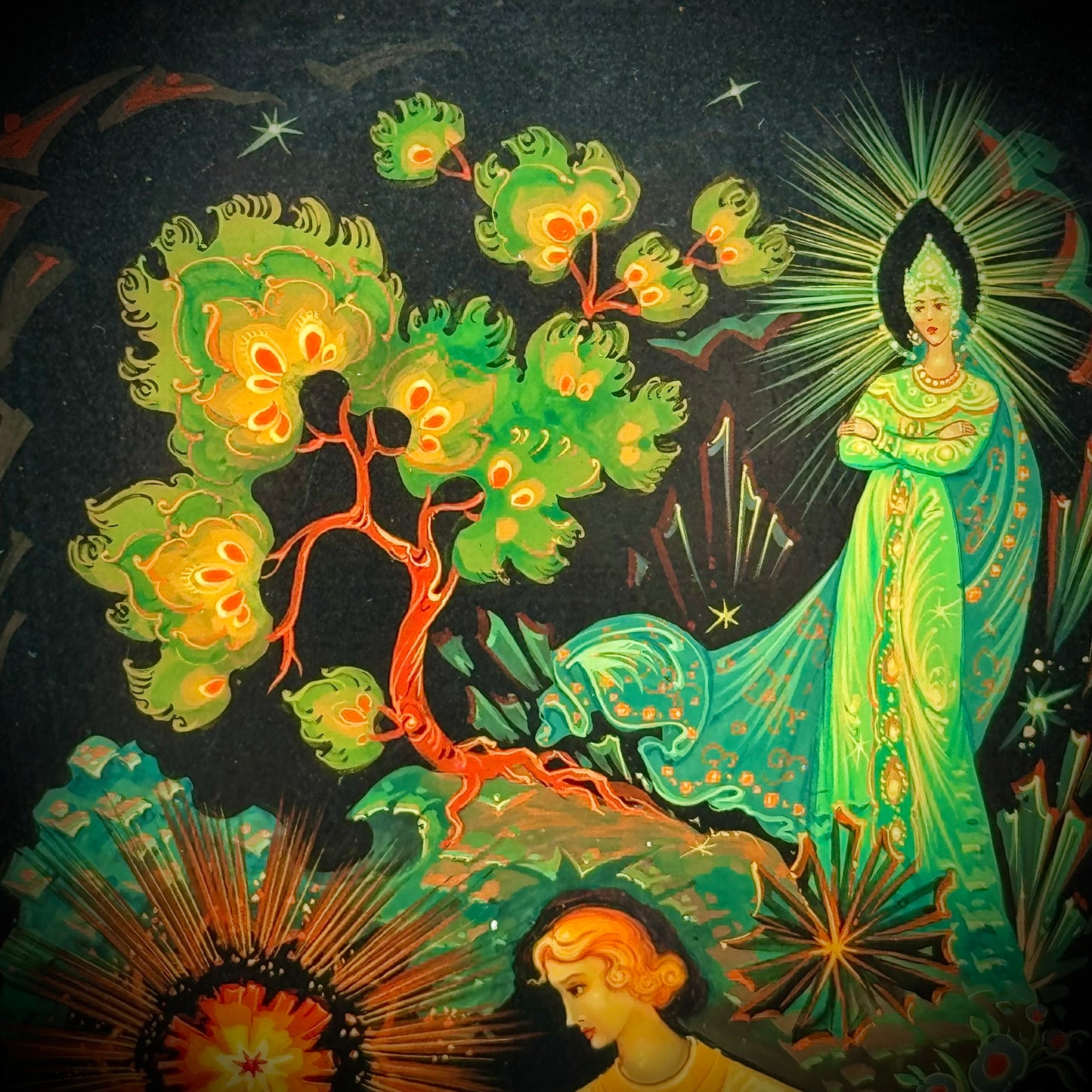 RARE Antique Russian Hand Painted Lacquer Box