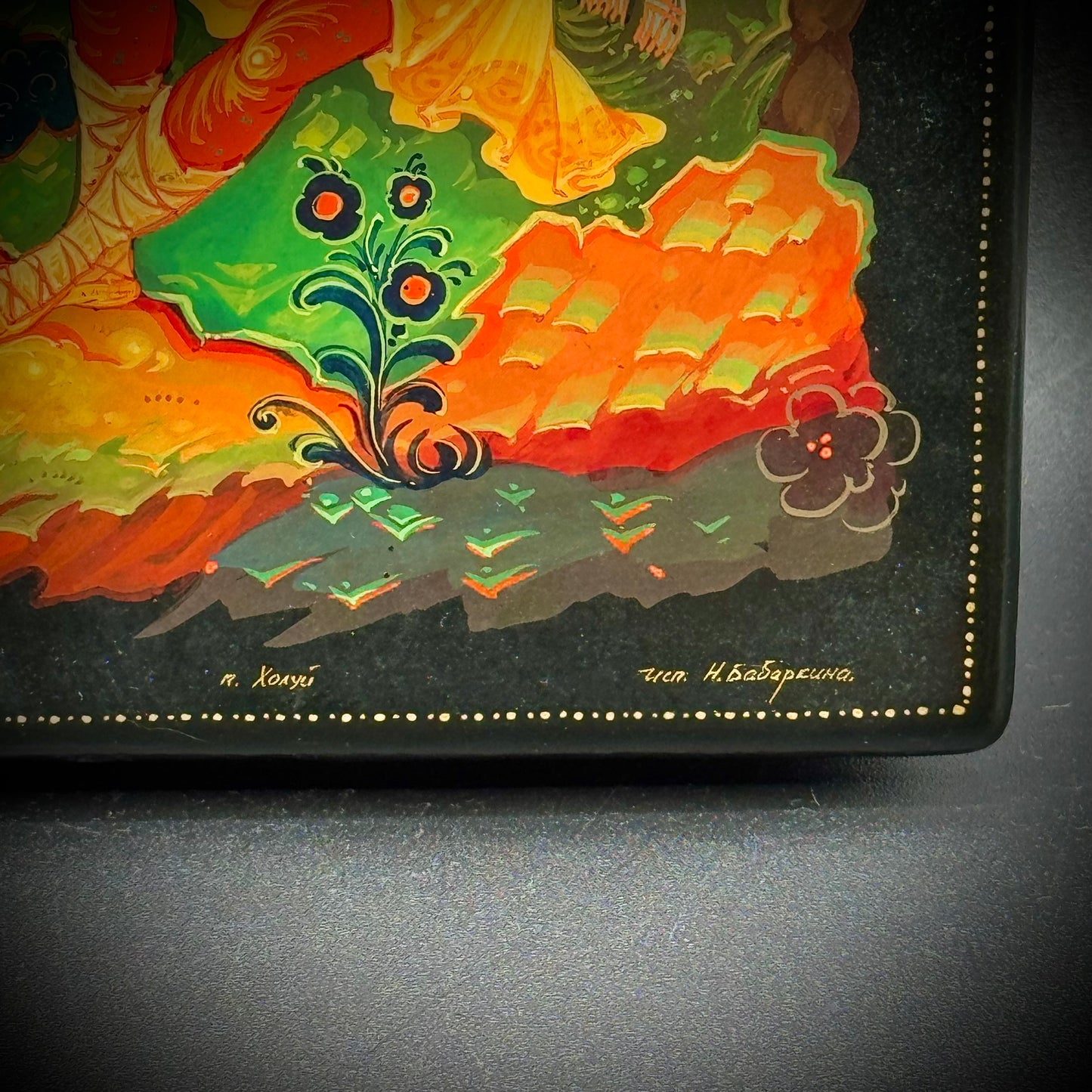 RARE Antique Russian Hand Painted Lacquer Box
