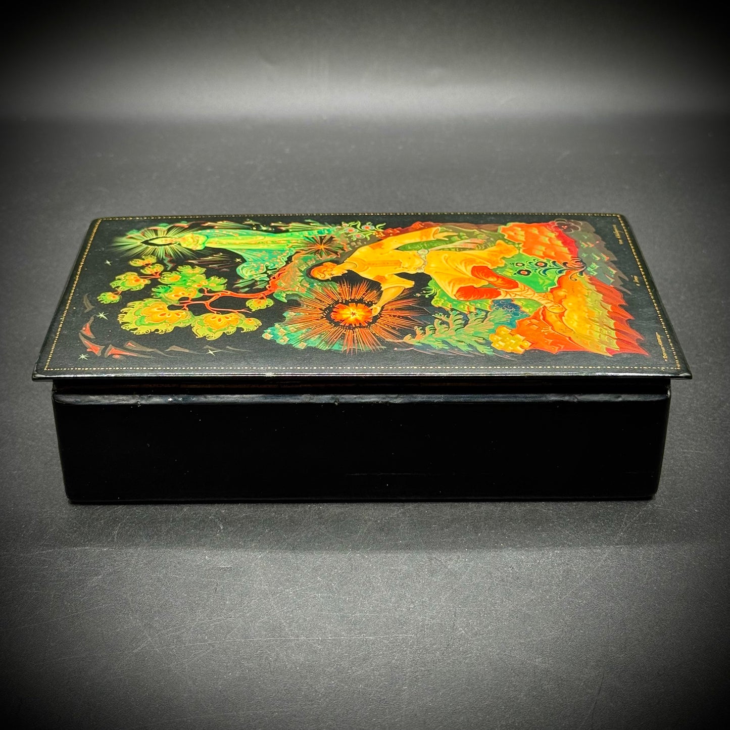 RARE Antique Russian Hand Painted Lacquer Box