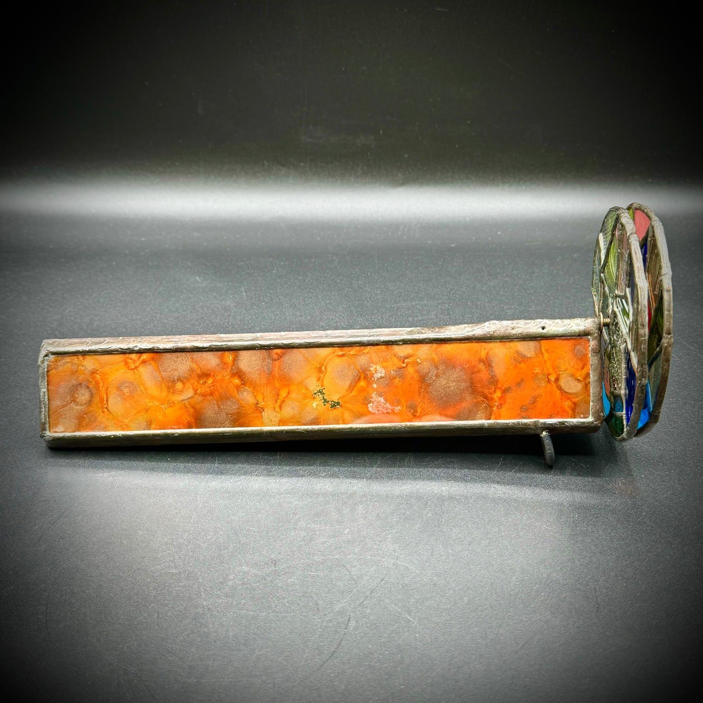 Artist Signed & Dated '87 Metal & Stained Glass Kaleidoscope