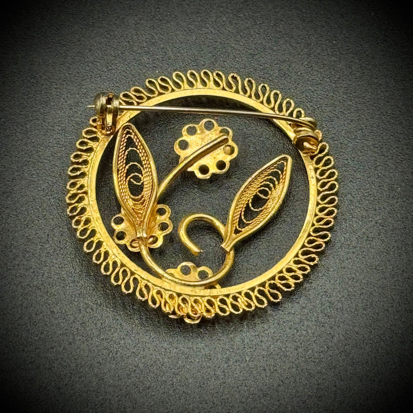 Vintage Three Opal Gold Tone Brooch