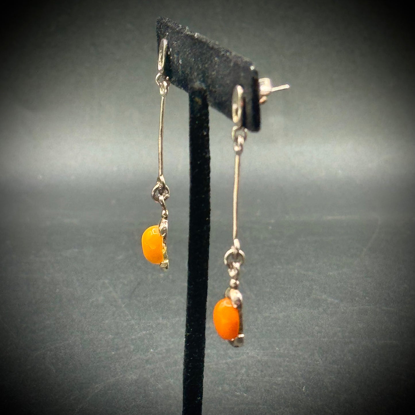 Sterling Silver & Baltic Amber Long Dangle Earrings