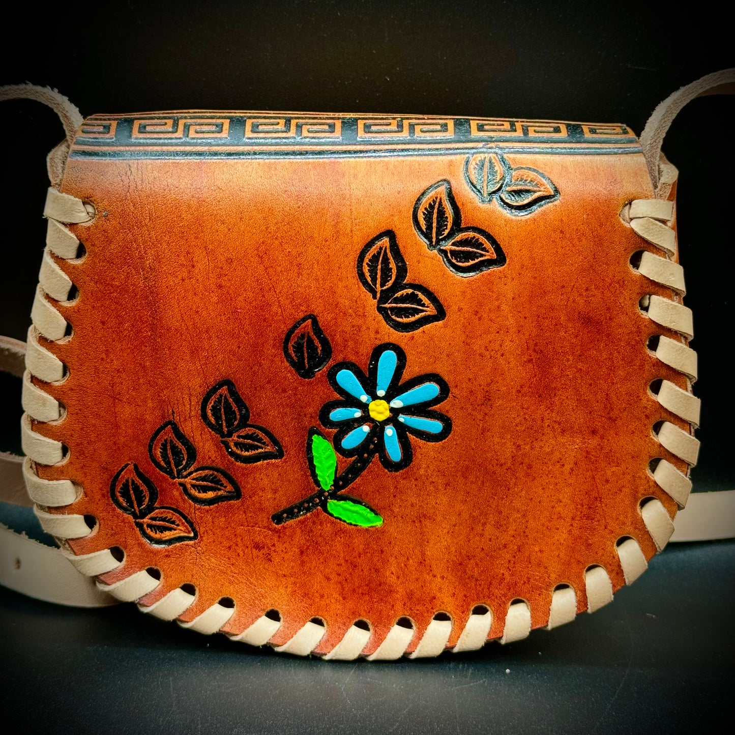 Hand Tooled Leather Artisan Made Frida Kahlo Motif Purse