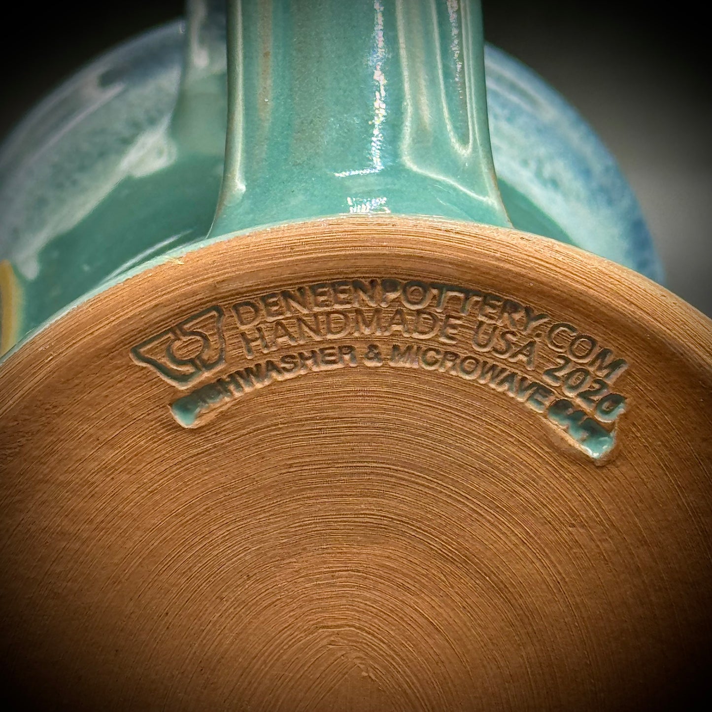 Deneen Pottery Mermaid Motif Drip Glaze Coffee Mug