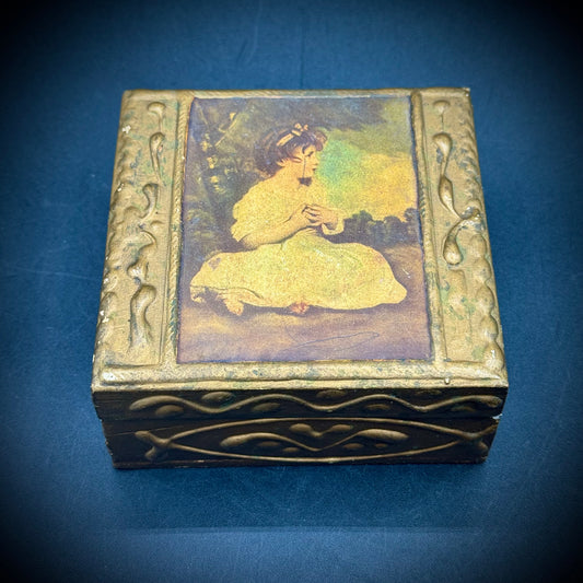 Vintage Italian Wooden Box with Beautiful Artwork