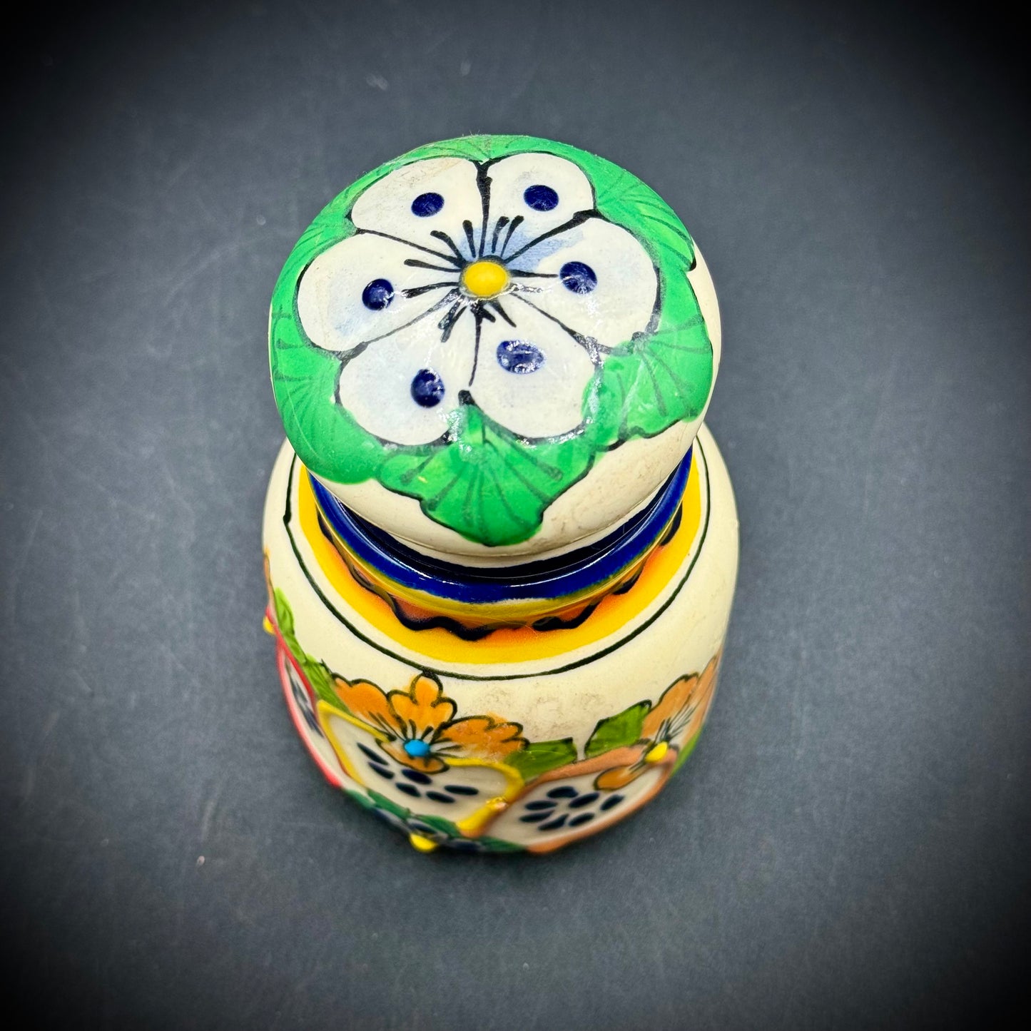 Hand Made Artisan Talavera Pottery Lidded Bottle