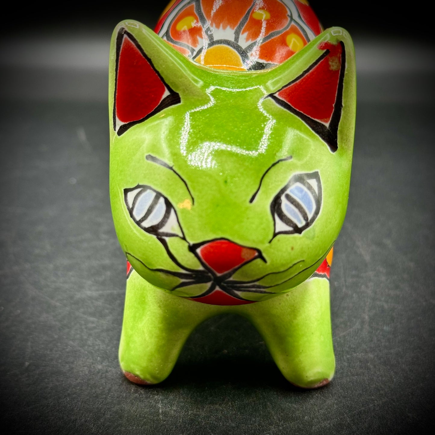 Artisan Made Talavera Pottery Tail Up Cat Figurine