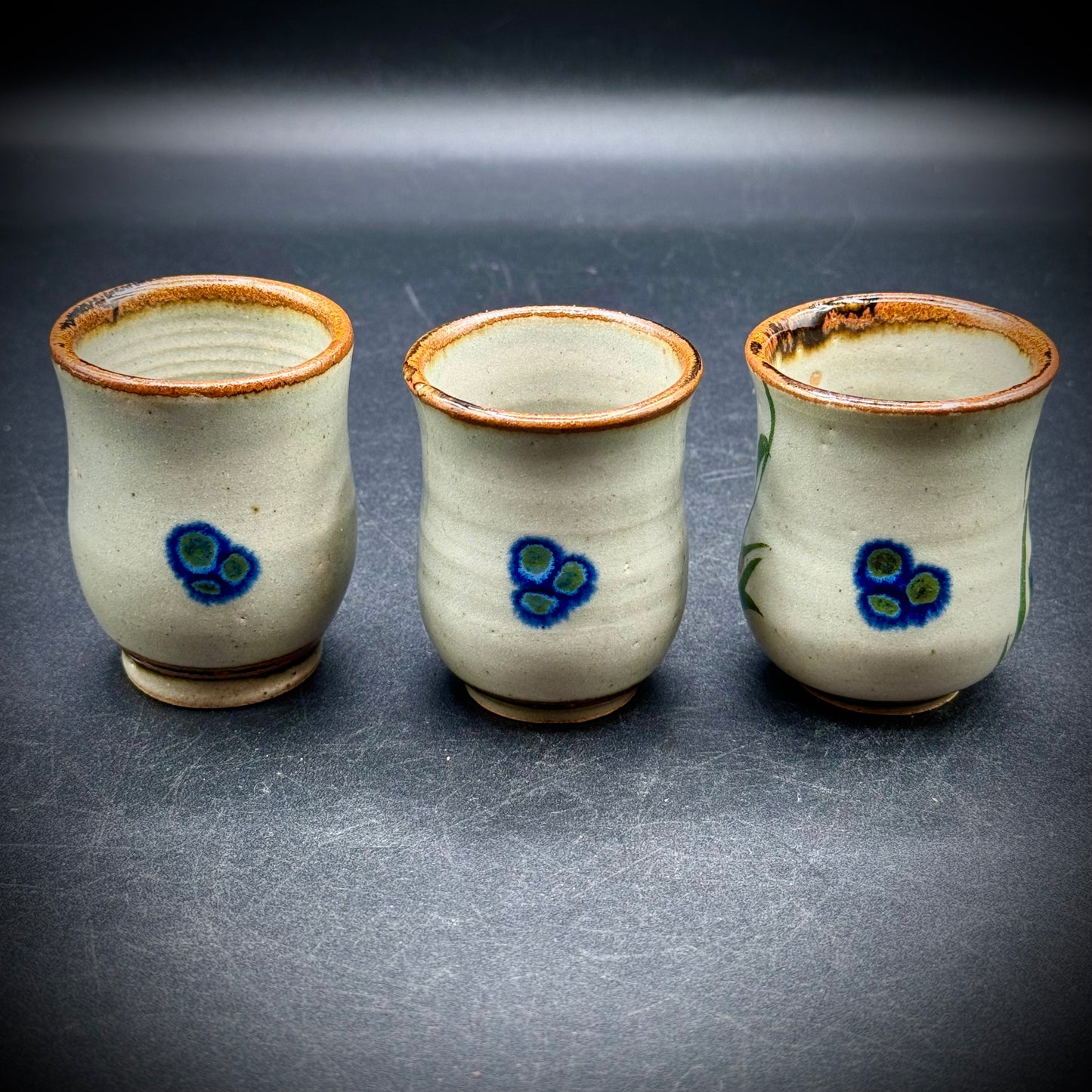 Set of 3 Artisan Tonala Pottery Small Cups