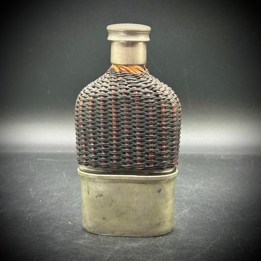 Antique Victorian British Military Officer's Flask with Wicker Weave