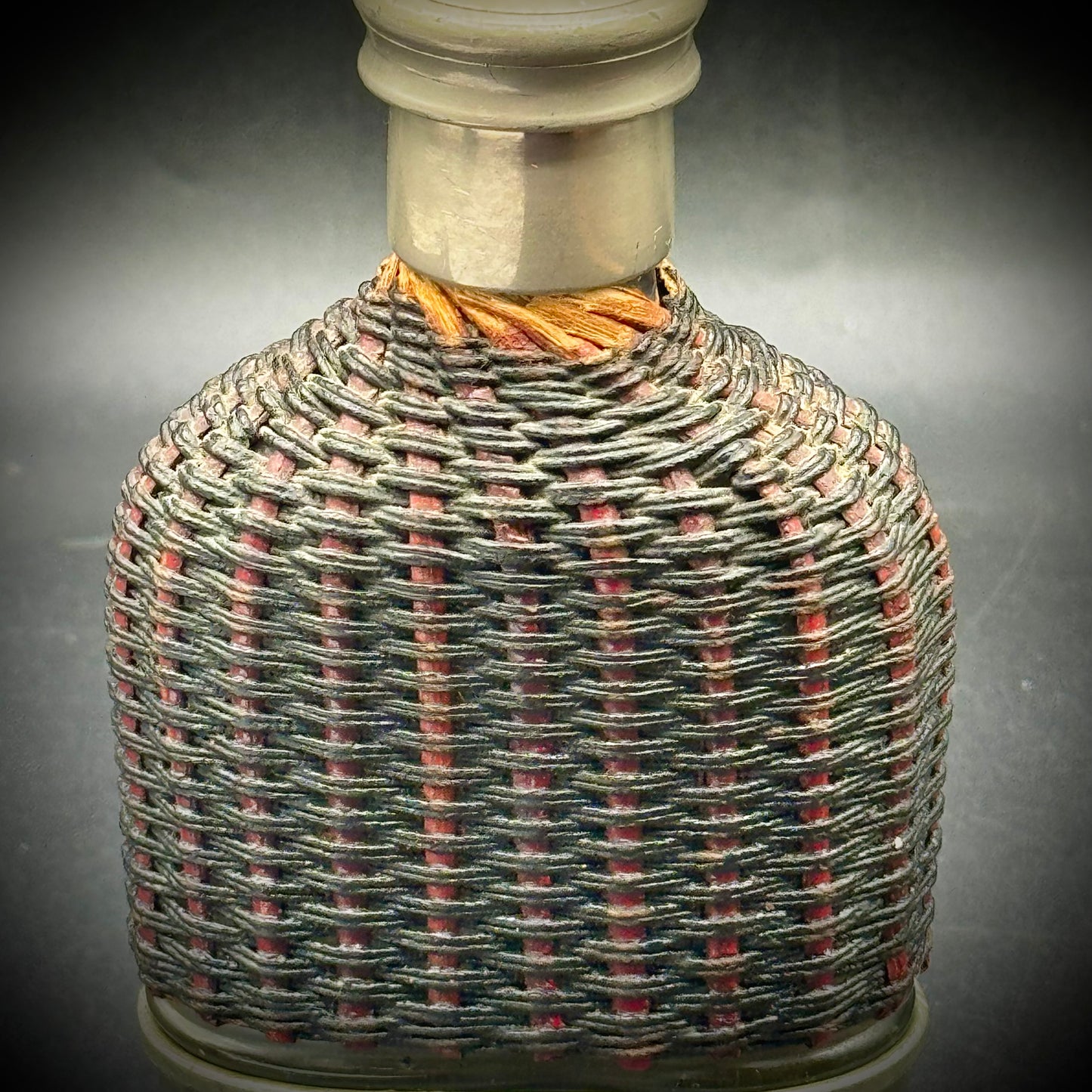 Antique Victorian British Military Officer's Flask with Wicker Weave