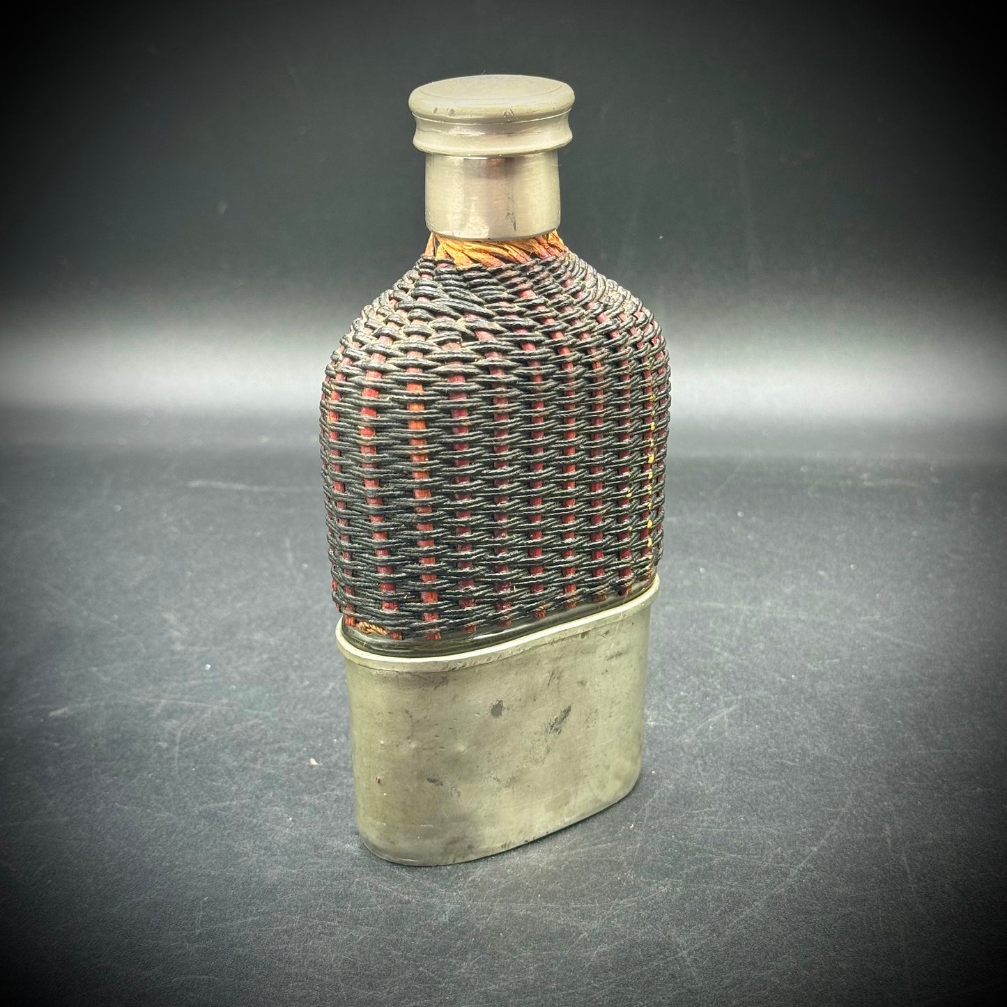 Antique Victorian British Military Officer's Flask with Wicker Weave