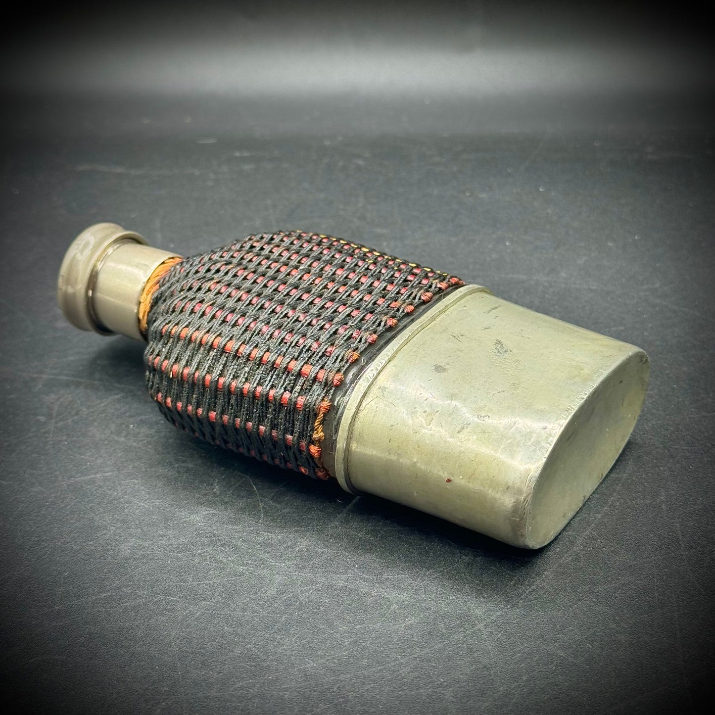 Antique Victorian British Military Officer's Flask with Wicker Weave
