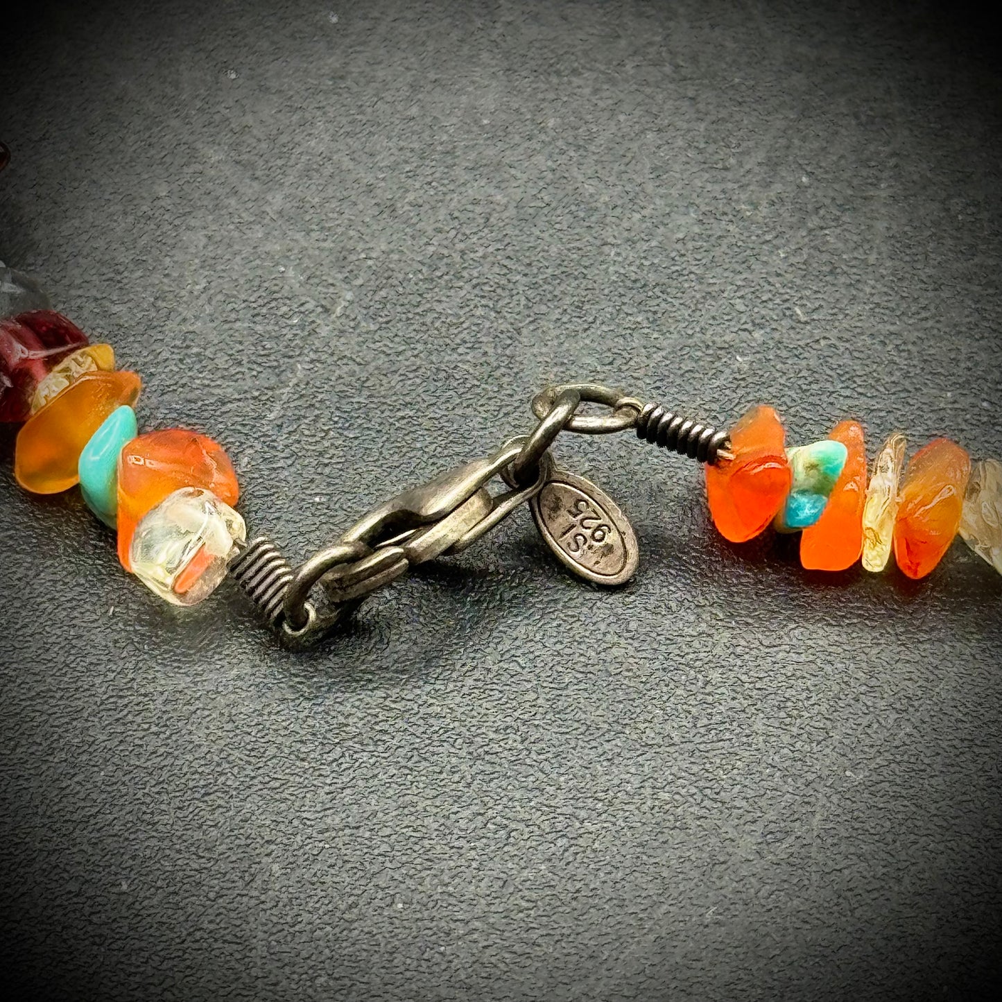 Long Multi-Gemstone Necklace with .925 Clasp