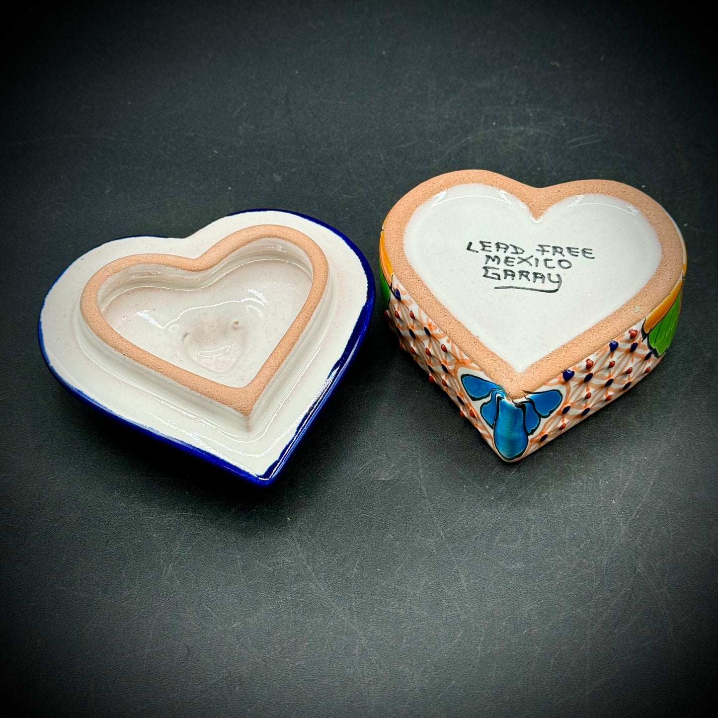 Artisan Pottery Talavera Signed Garay Heart Trinket Box