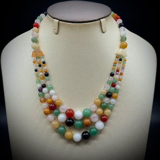 Designer Kalifano Natural Gemstone Three-Strand Necklace - New with Tag