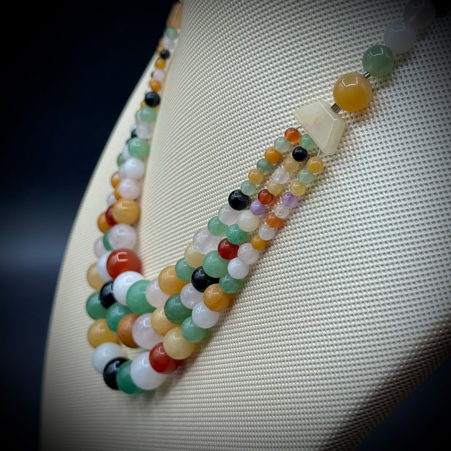 Designer Kalifano Natural Gemstone Three-Strand Necklace - New with Tag