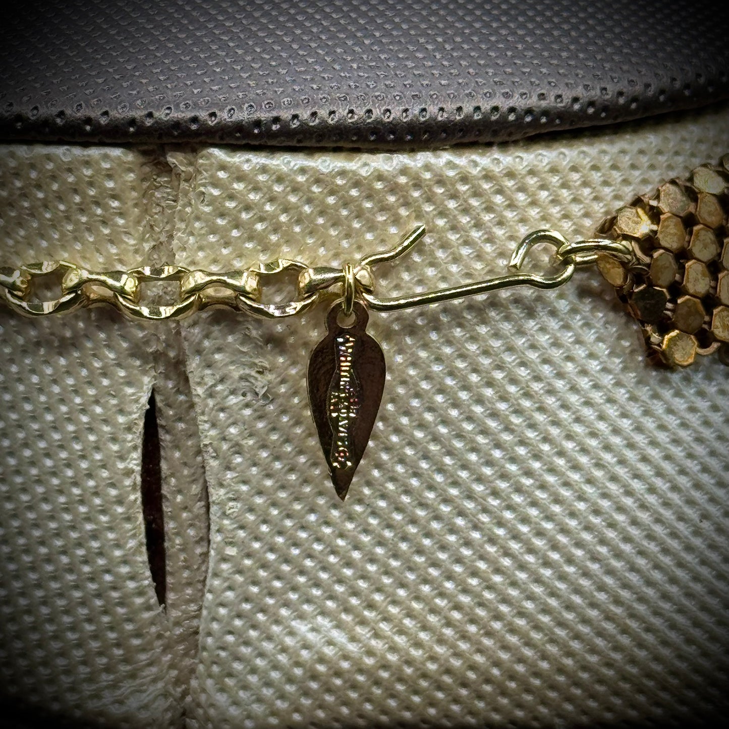 Vintage Whiting & Davis Gold Tone Mesh Bib Necklace