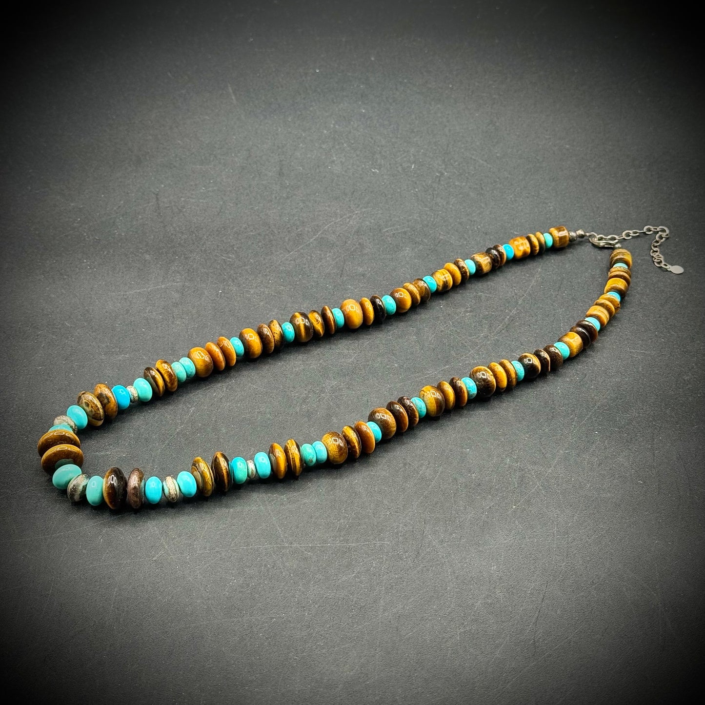 Turquoise, Tiger Eye & Sterling Silver Necklace