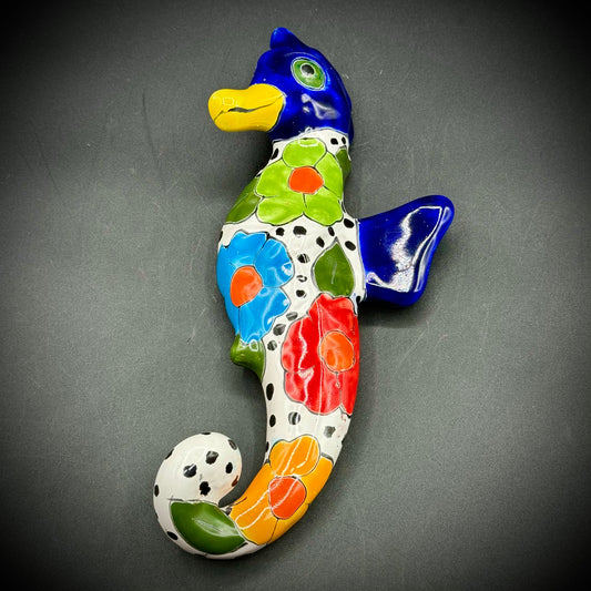 Colorful Hand Crafted Mexican Talavera Pottery Seahorse